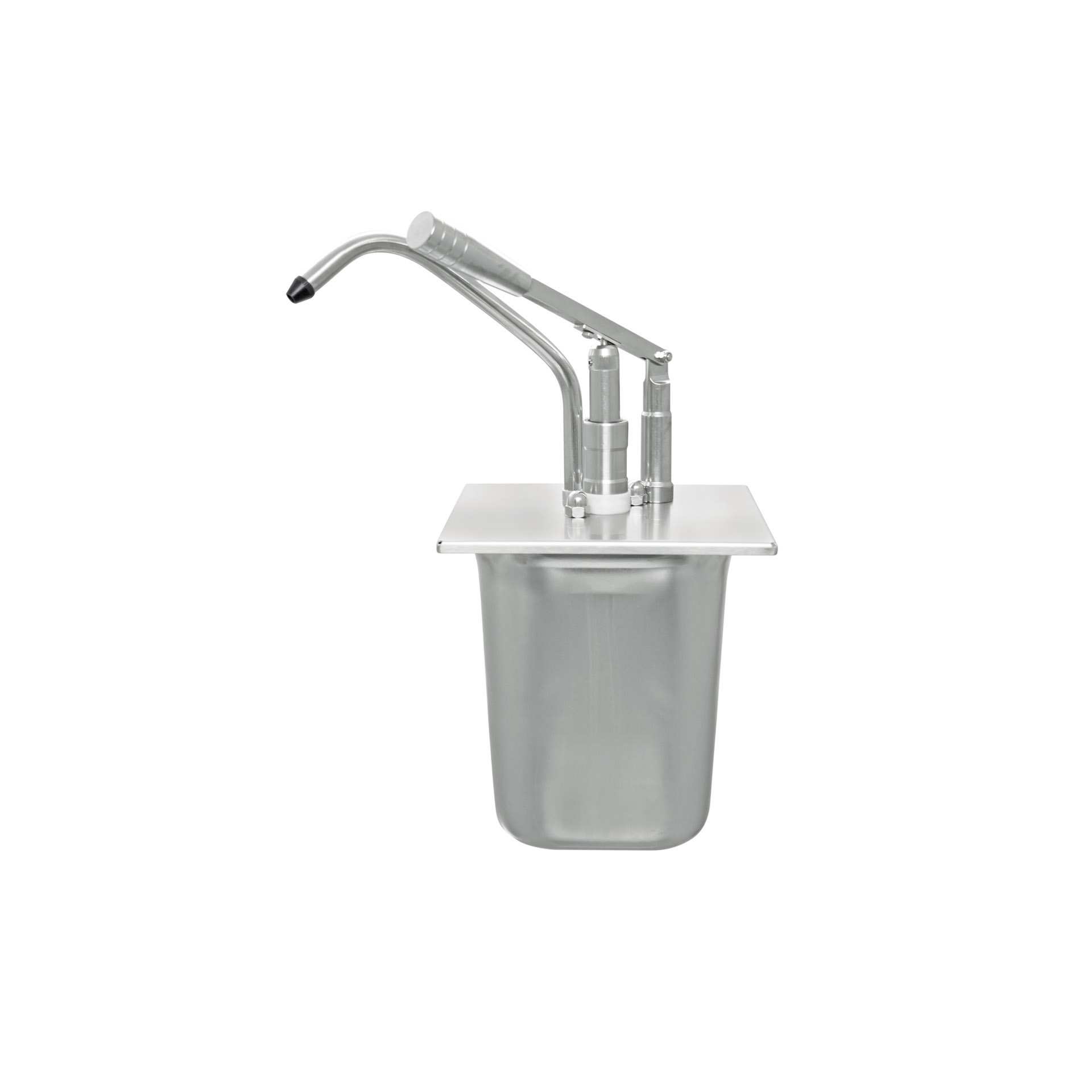 Dosierspender - mit Hebel - Abm. 18,0 x 16,5 x 38,0 cm - GN 1/6 (176 x 162 mm) - 200 mm - Edelstahl / PMMA - 152416-C