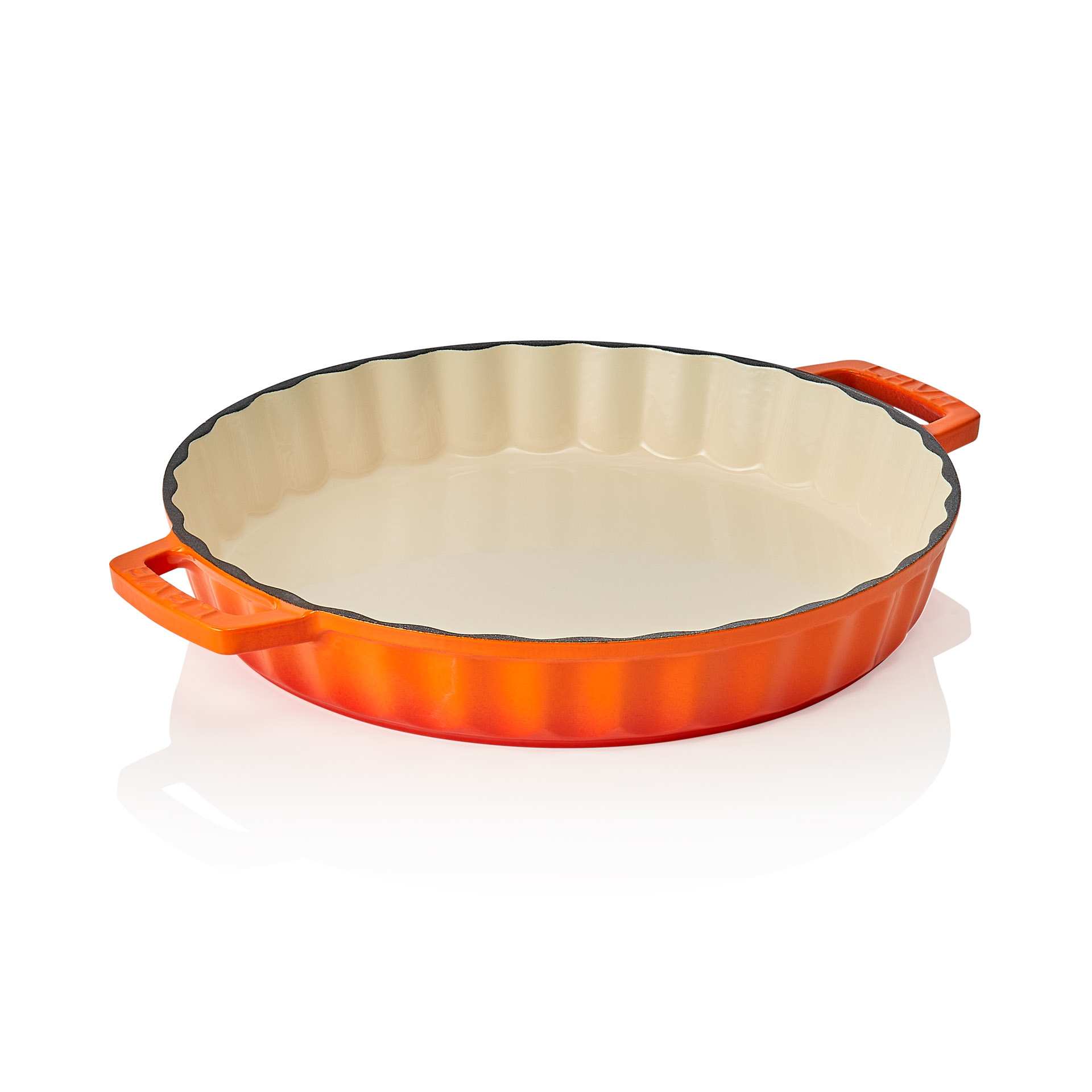 Bräter - mit angegossenen Seitengriffen - Serie Lava - orange - rund - Höhe 5,0 cm - Ø 30,5 cm - 364601030-A