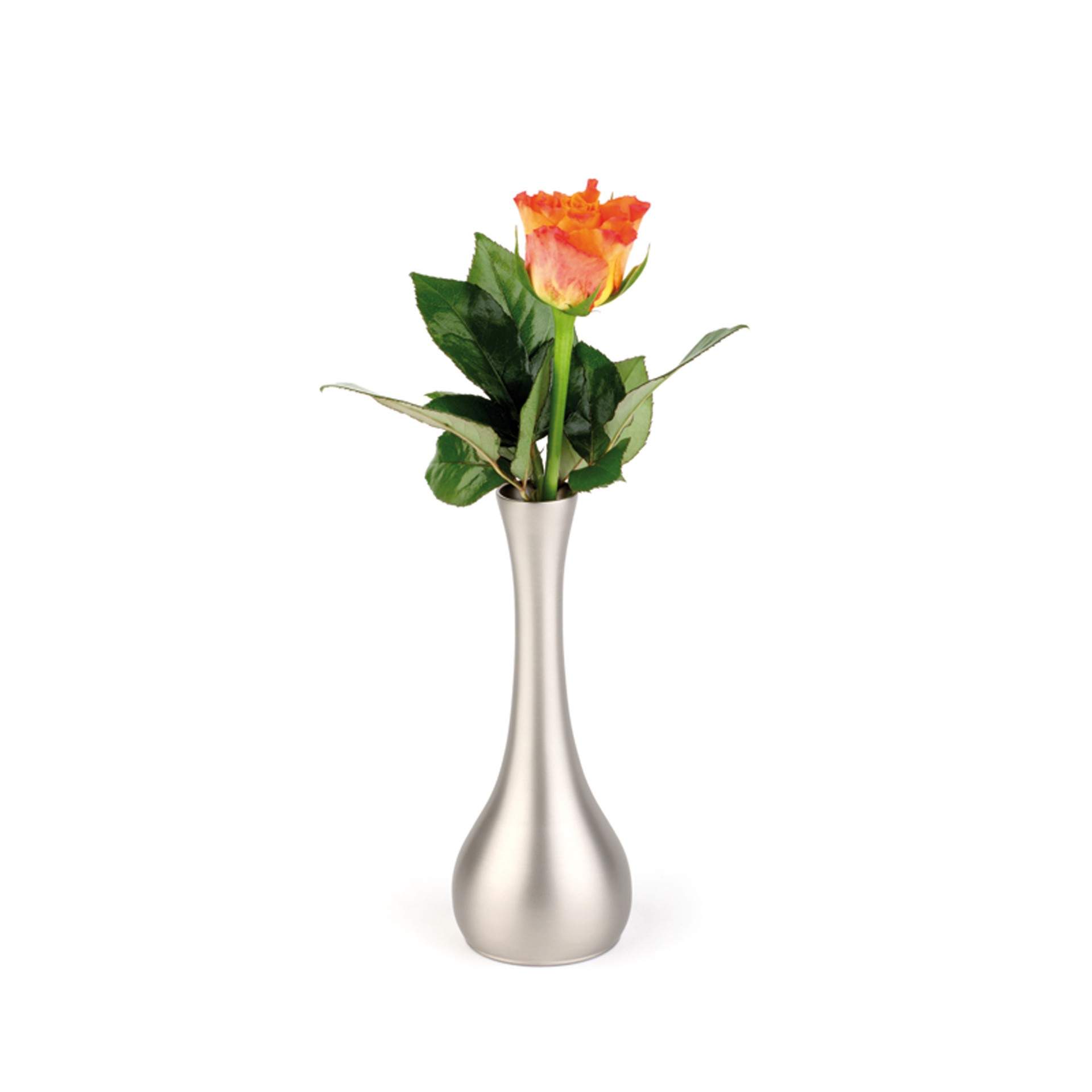 Vase - Edelstahl-Look - lackiert - bauchig - Abm. 18,0 cm - Ø 6,5 cm - Zinkdruckguss - 4017-B