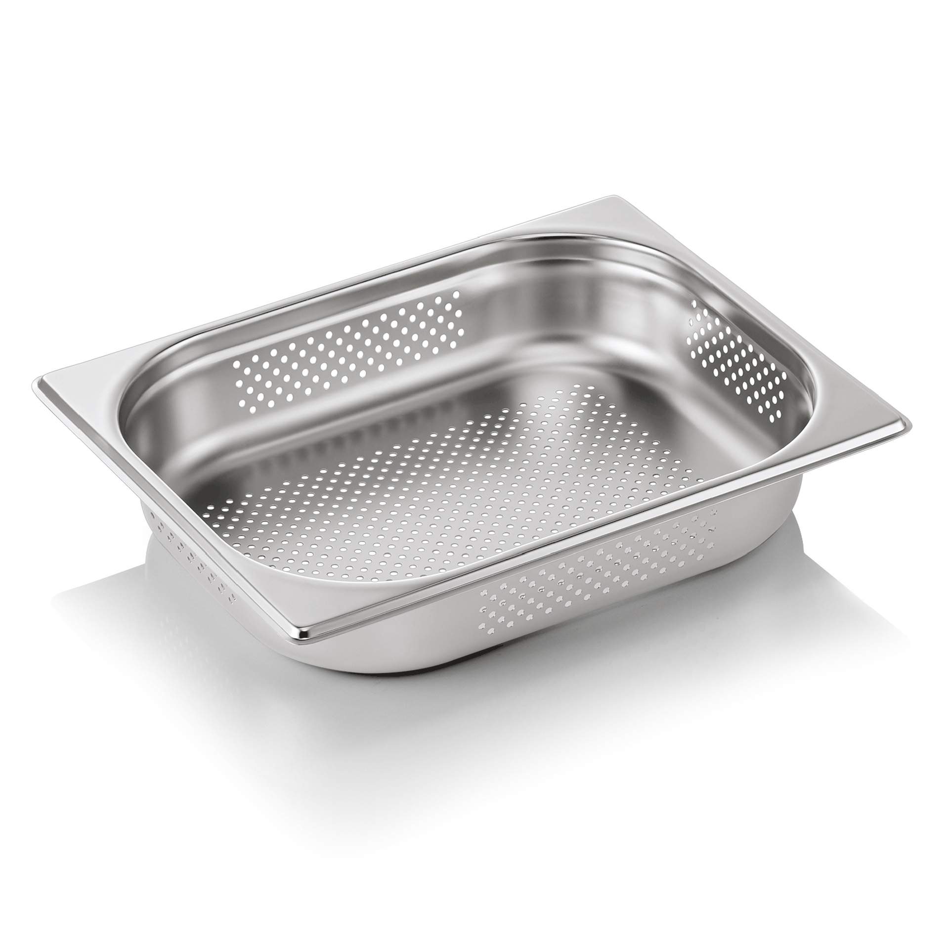GN-Behälter - GN 1/2 - 65 mm - mit Bodenlochung / Seitenlochung - Serie 71 - Chromnickelstahl - 7112065-A