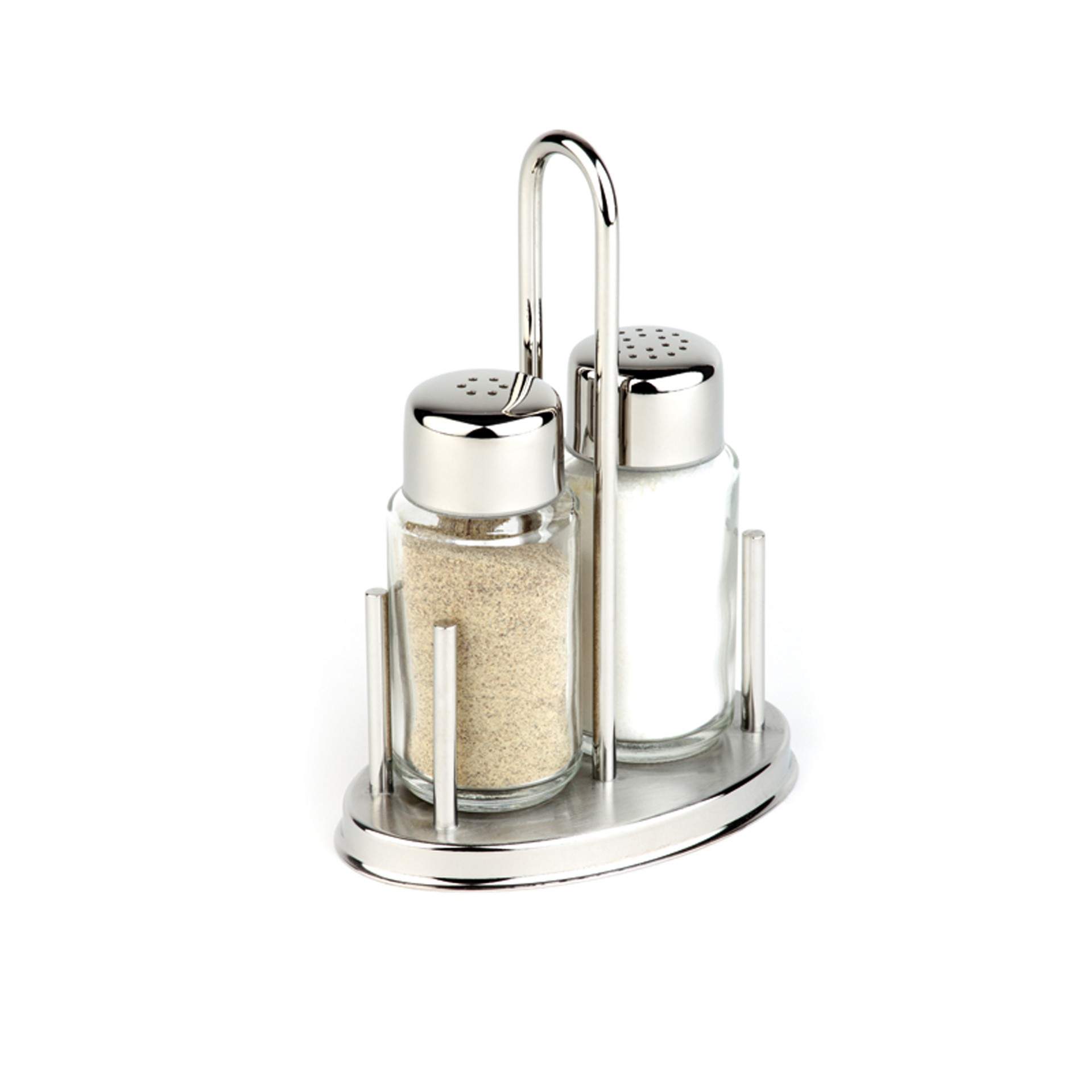 Pfeffer- / Salz-Menage - Drehverschluss - Serie Klassik - oval - Abm. 10,5 x 6,5 x 16 cm - Edelstahl - 40310-B