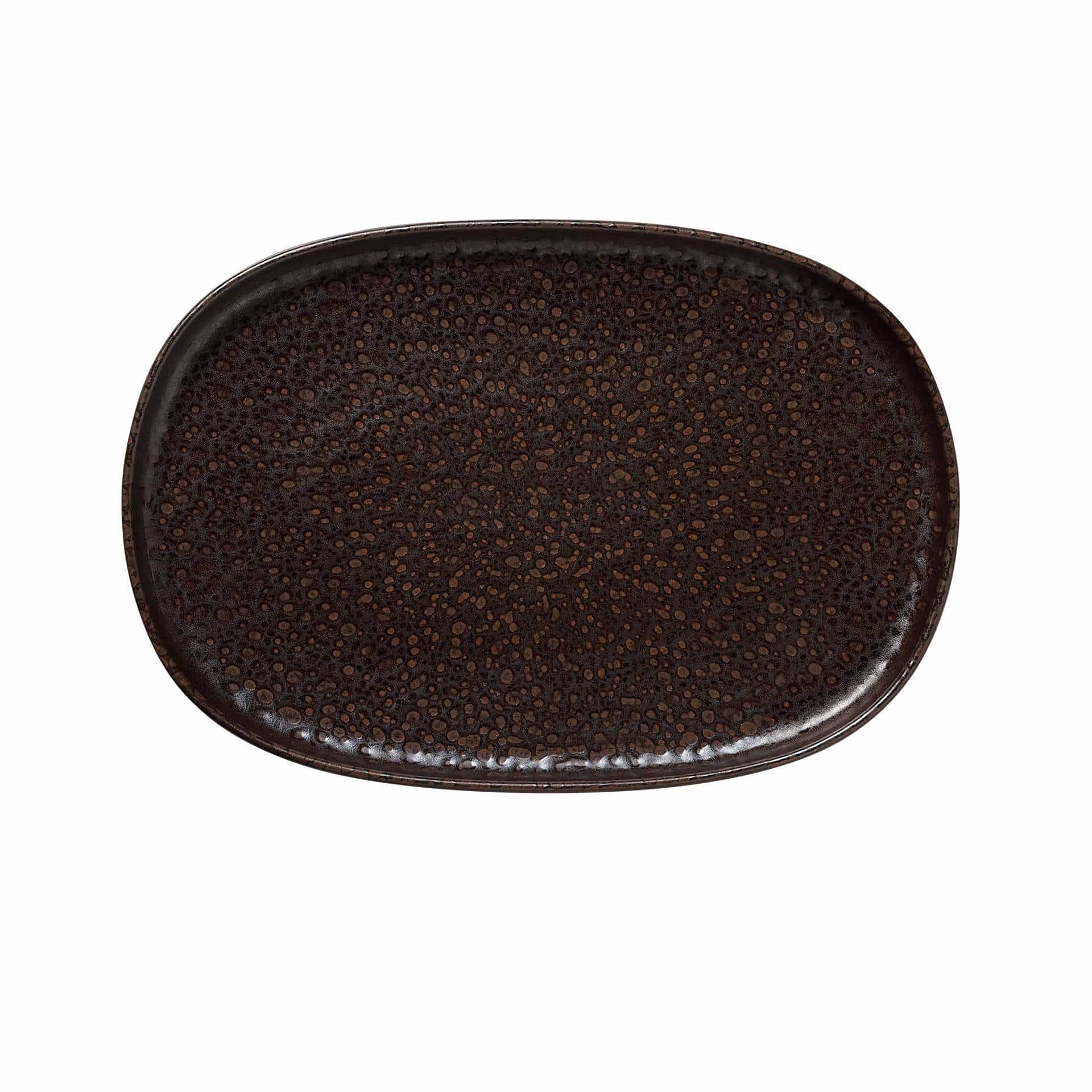 Platte - Set á 4 Stück - Serie One - metallic brown - oval - Abm. 33 x 23 x 3 cm - Steinzeug - 452002033-A