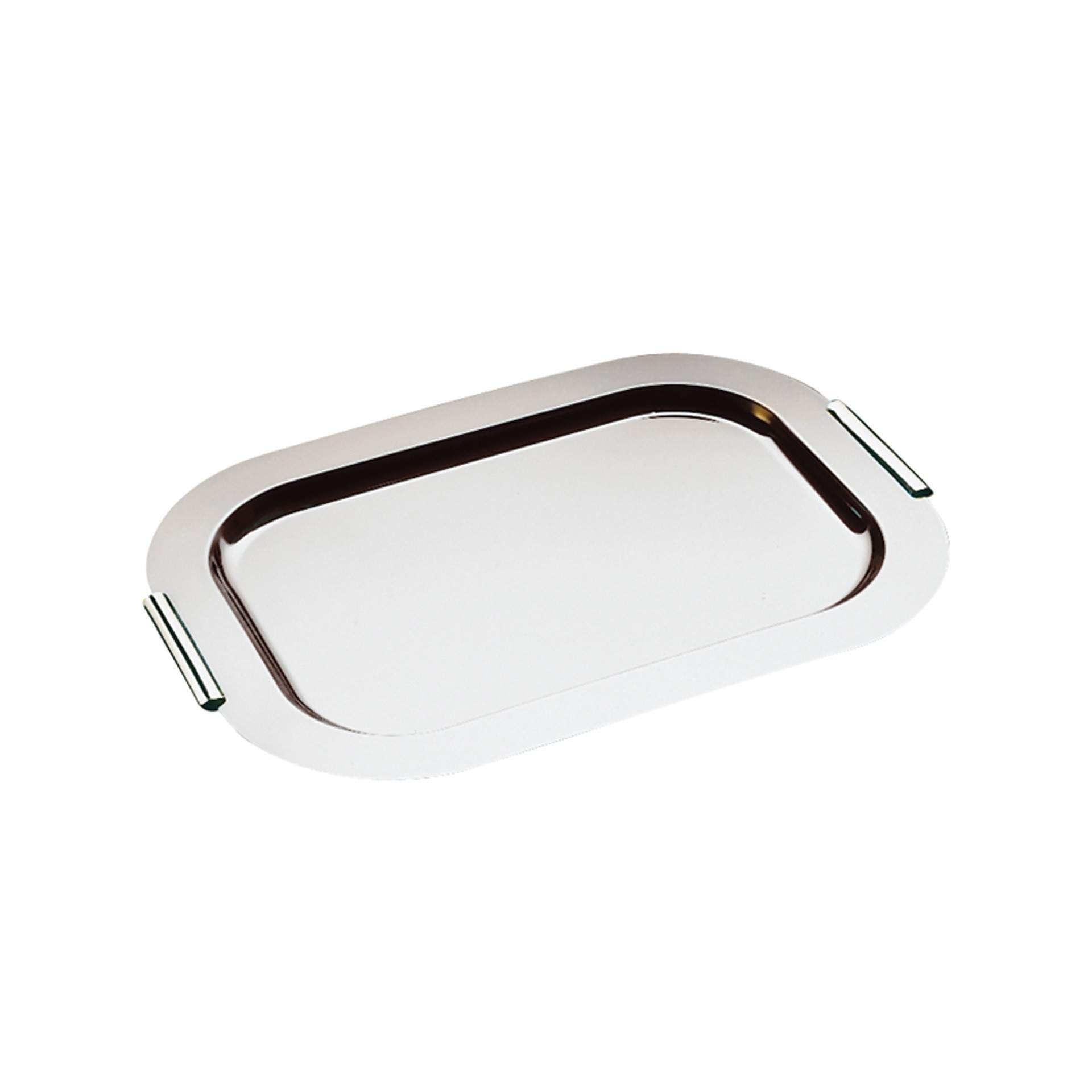 Tablett - verchromte Messing-Griffe - Serie Finesse - rechteckig - Abm. 44 x 31 x 2 cm - Edelstahl - 1712-B