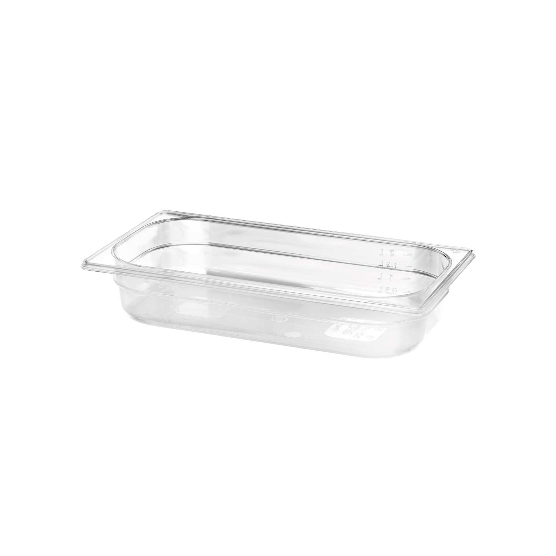GN-Behälter - Abm. 32,5 x 17,6 x 6,5 cm - Inhalt 2,5 l - GN 1/3 (325 x 176 mm) - 65 mm - Polycarbonat - 530120-C