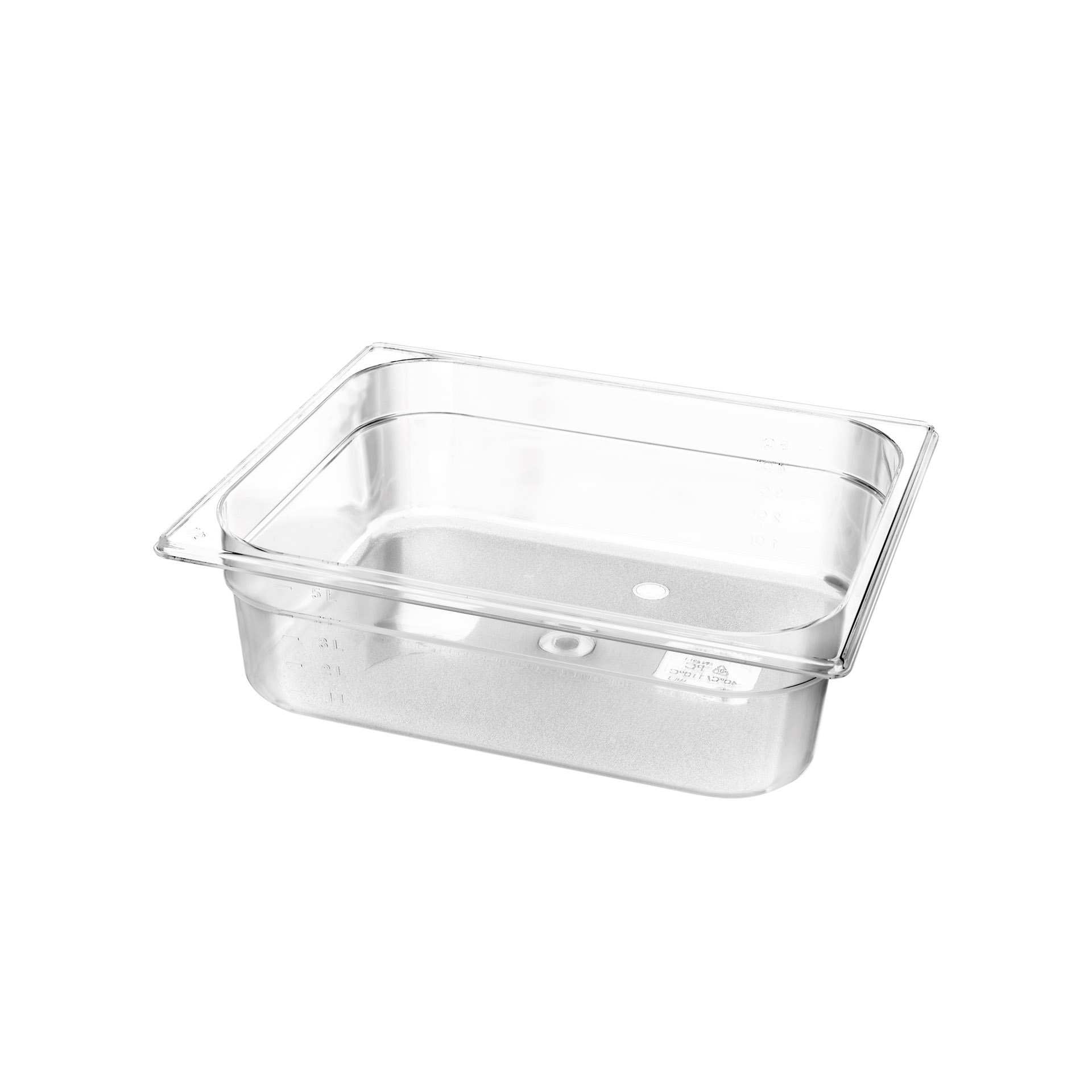 GN-Behälter - Abm. 32,5 x 26,5 x 10,0 cm - Inhalt 6,1 l - GN 1/2 (325 x 265 mm) - 100 mm - Polycarbonat - 530111-C