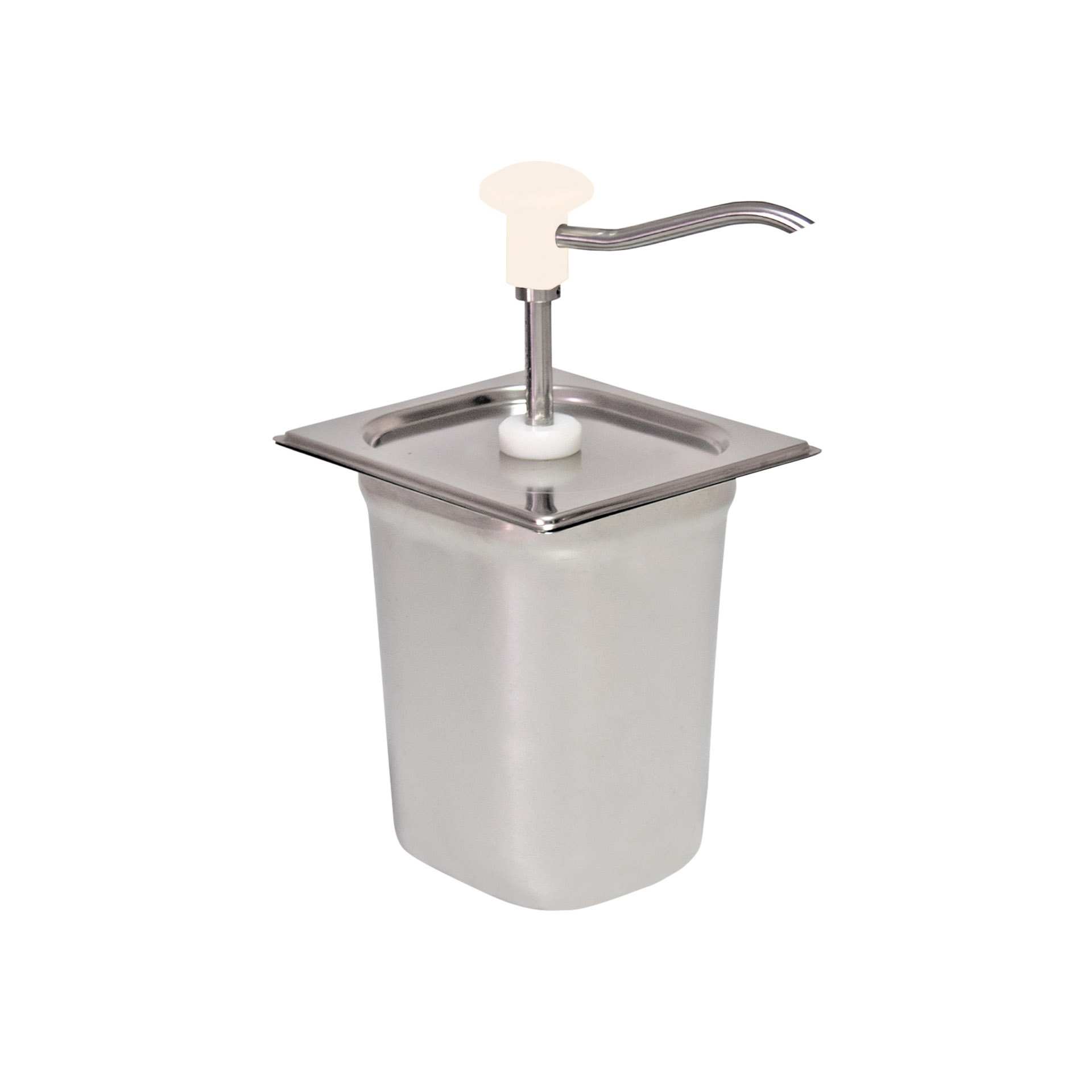 Dosierspender - mit Druckknopf - Abm. 18,0 x 16,5 x 32,0 cm - Inhalt 3,0 l - GN 1/6 (176 x 162 mm) - Edelstahl / PMMA - 152541-C