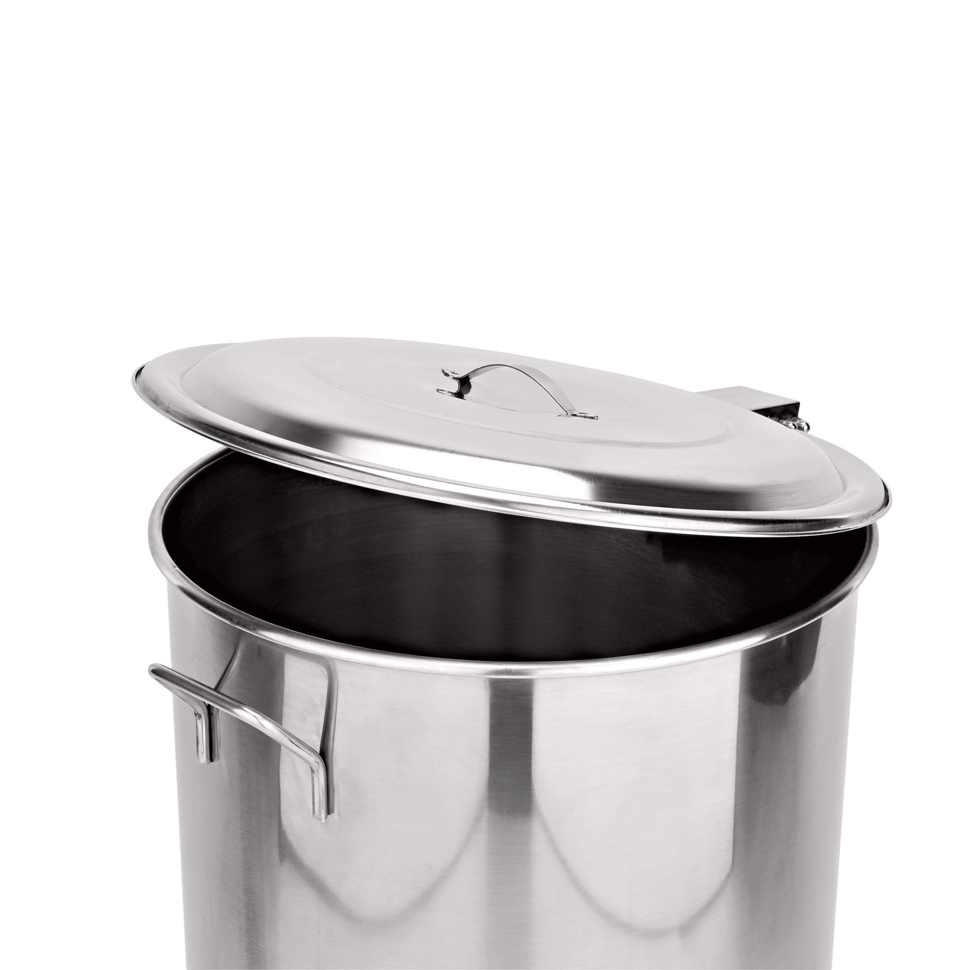 Abfallbehälter - mit Fußpedal  - Abm. 58 / 70 cm - Ø 44 cm - Chromnickelstahl - 4453100-A