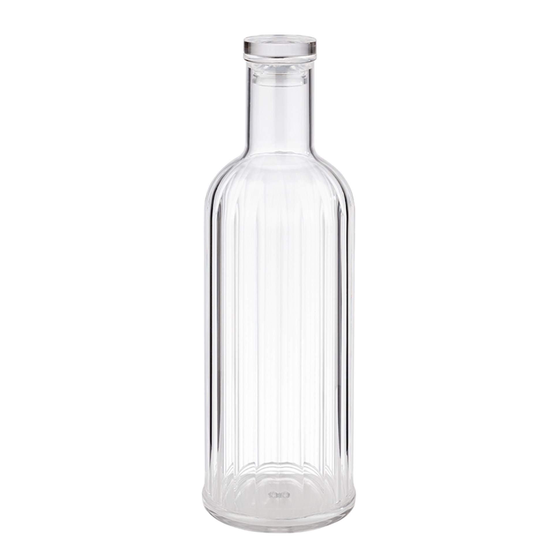 Flasche - Serie Stripes - transparent - rund - Abm. 28,5 cm - Ø 9,0 cm - Inhalt 1,0 l - Kunststoff - 10748-B