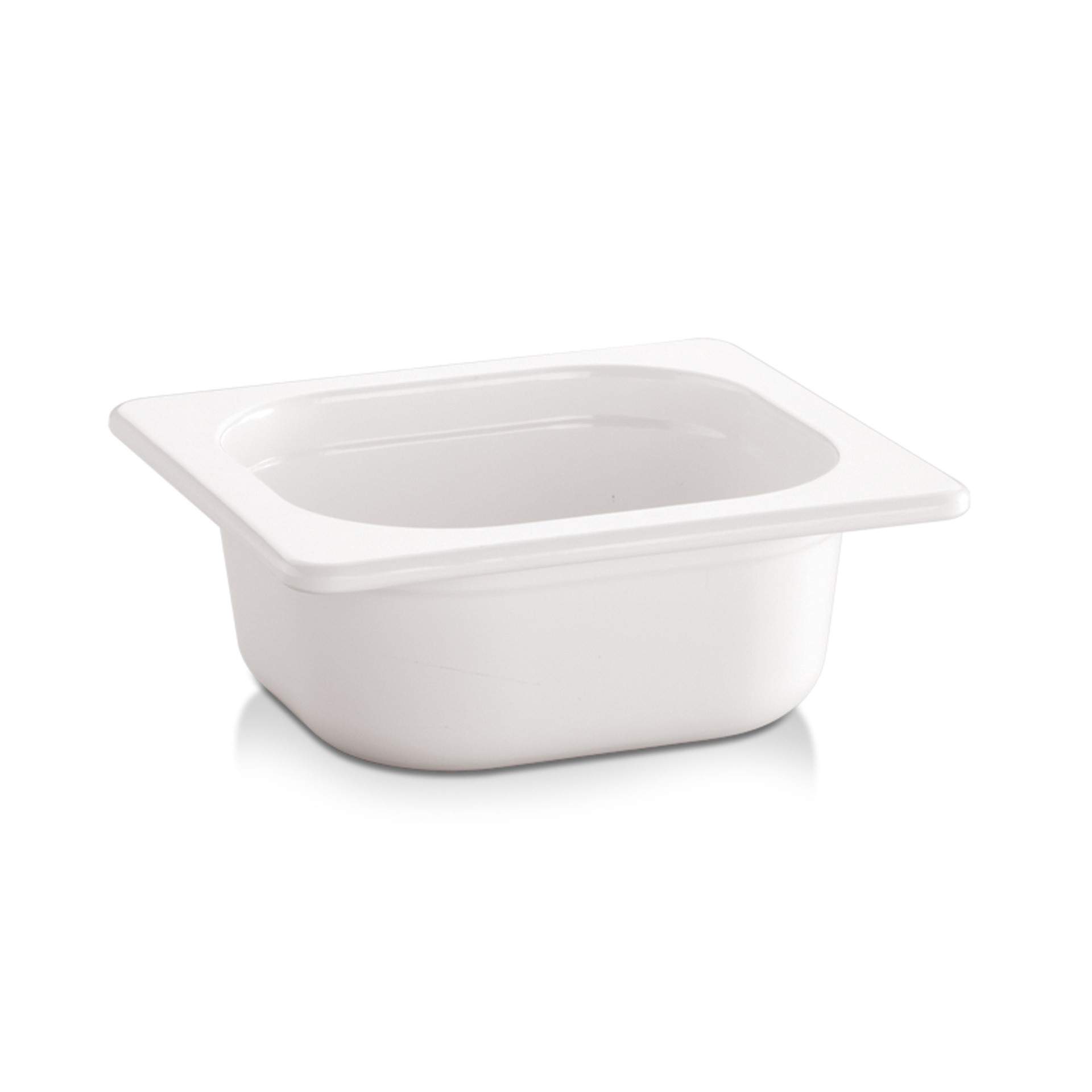 GN-Behälter - mit Stapelnocke - Serie Eco Line - weiß - Inhalt 1,0 l - GN 1/6 (176 x 162 mm) - 100 mm - Melamin - 84305-B