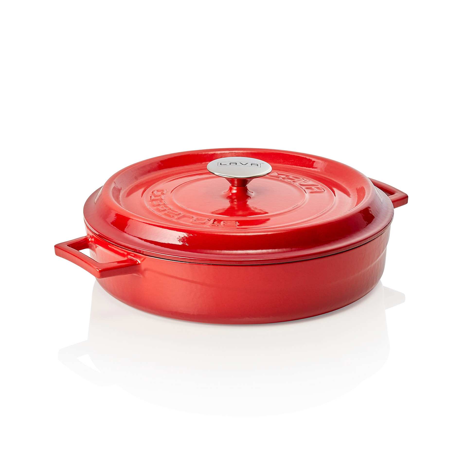 Bräter - mit angegossenen Seitengriffen - Serie Lava - rot - rund - Höhe 6,5 cm - Ø 29,0 cm - 363600028-A