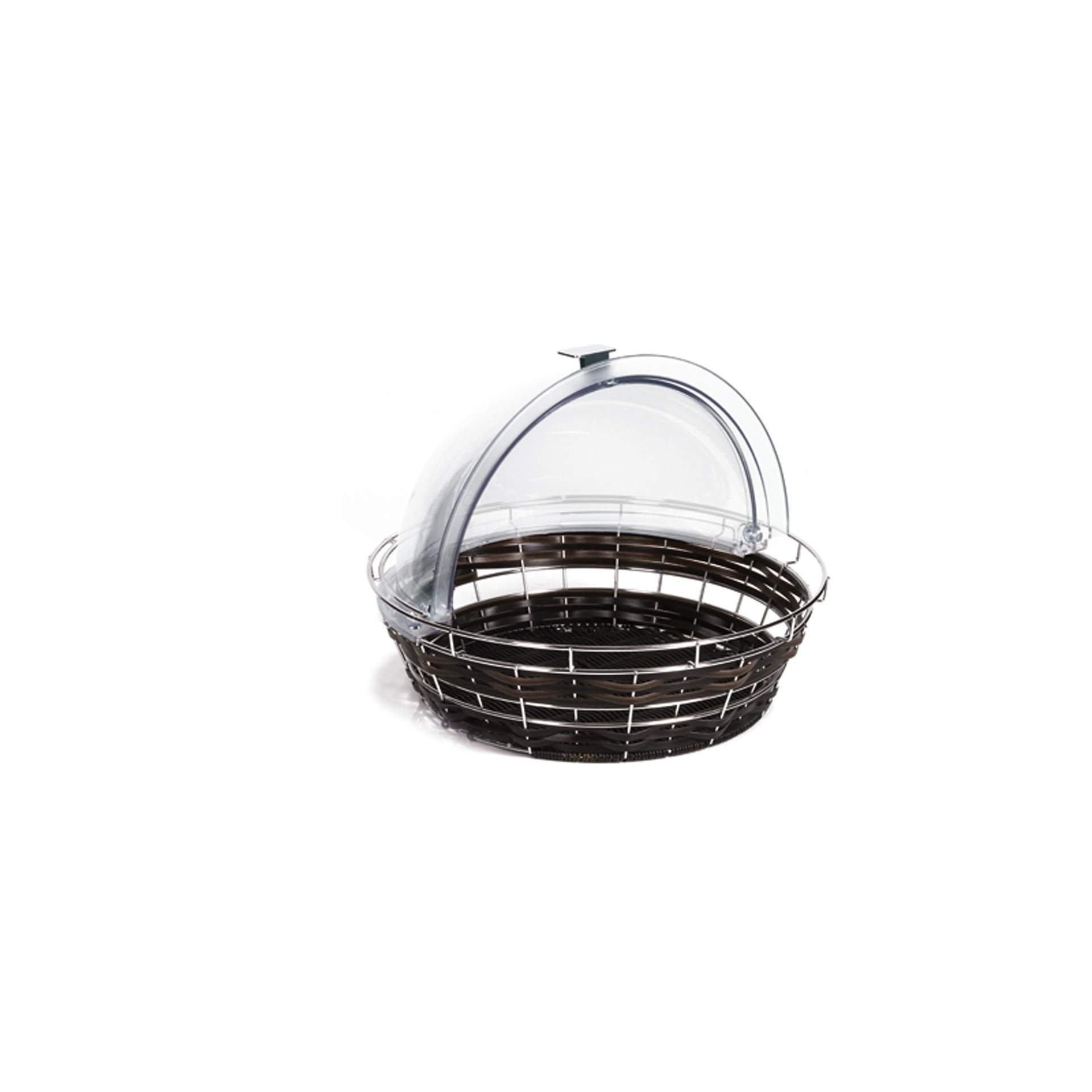 Buffetkorb - mit Edelstahldraht - dunkelbraun - rund - Abm. 12,5 cm - Ø 40 cm - Polypropylen - 40295-B