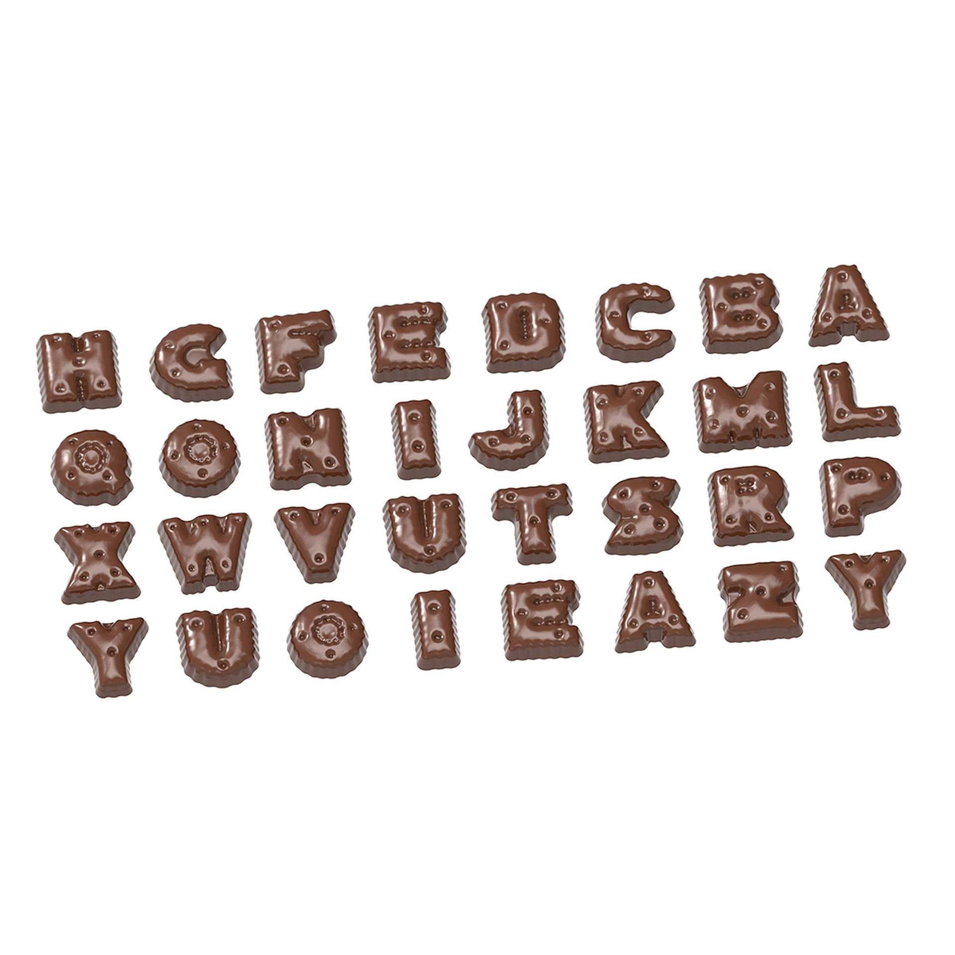 Schokoladen-Form - A-Z gepunktet 26 Figuren - Abm. 27,5 x 13,5 x 2,4 cm - Polycarbonat - 421643-C