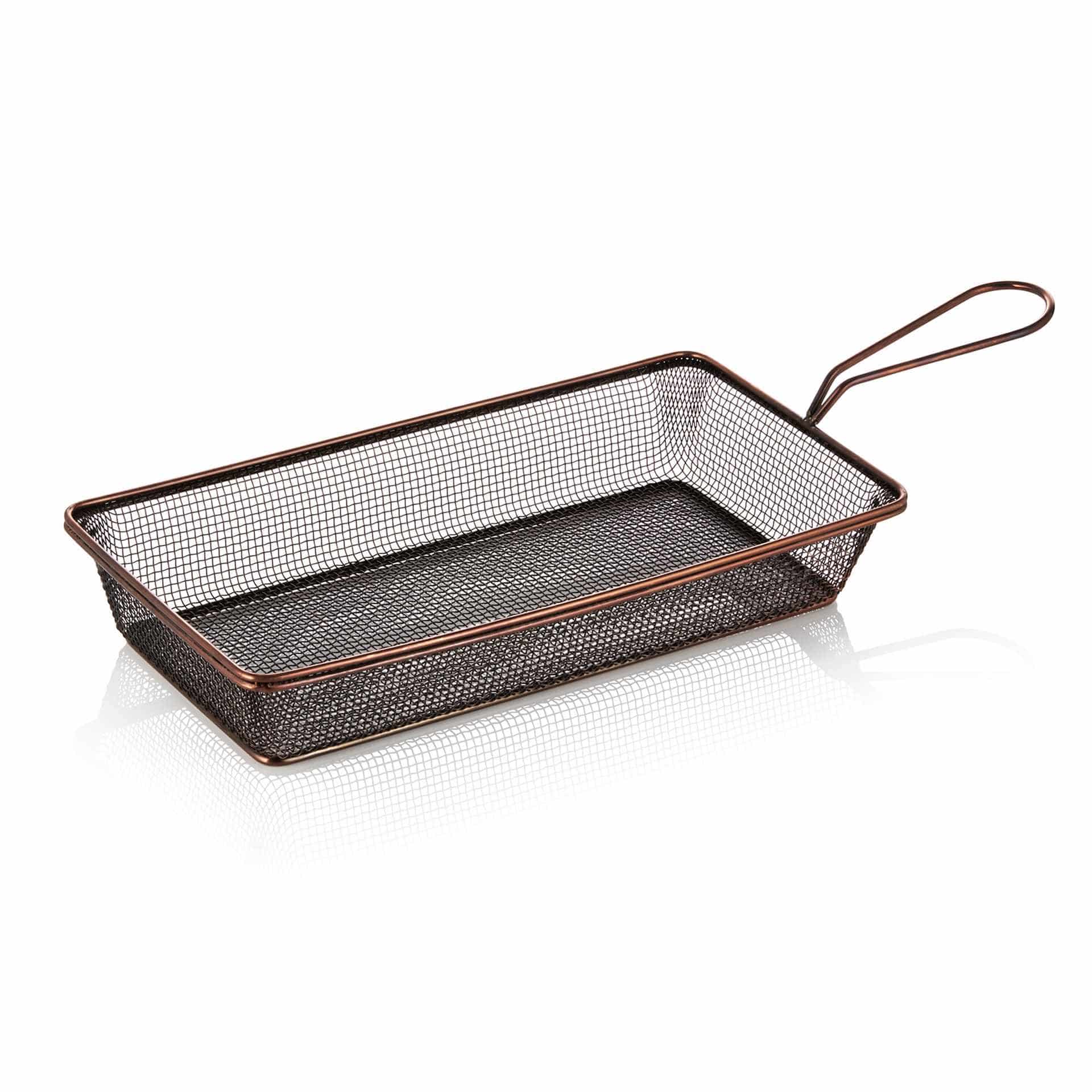 Servier- und Frittierkorb - kupfer - Abm. 28 x 16 x 5 cm - Chromnickelstahl