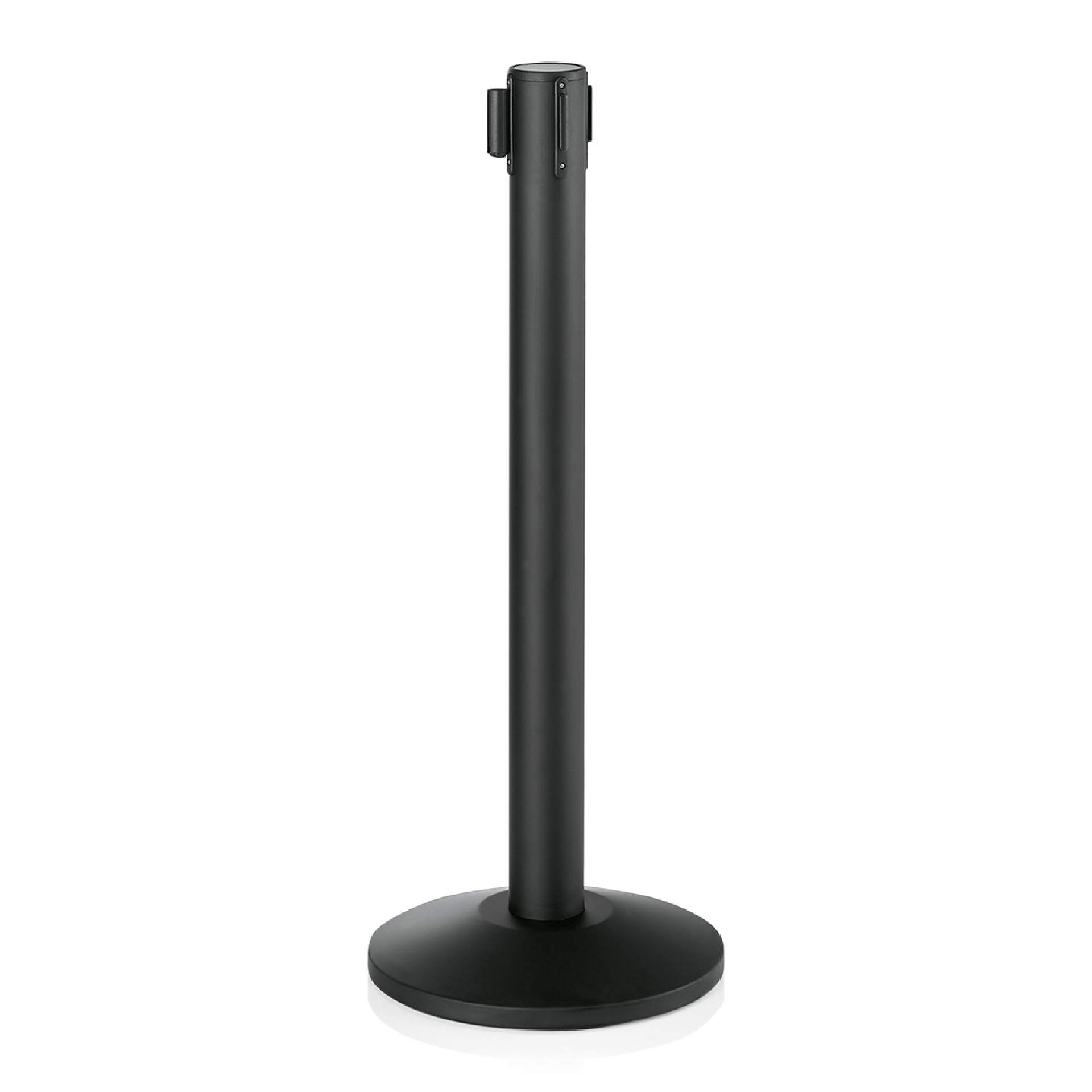 Absperrständer - extra langer Gurt - 4,5 m - schwarz - Serie BIGflex - schwarze Pulverbeschichtung - Edelstahl - 1215645-A