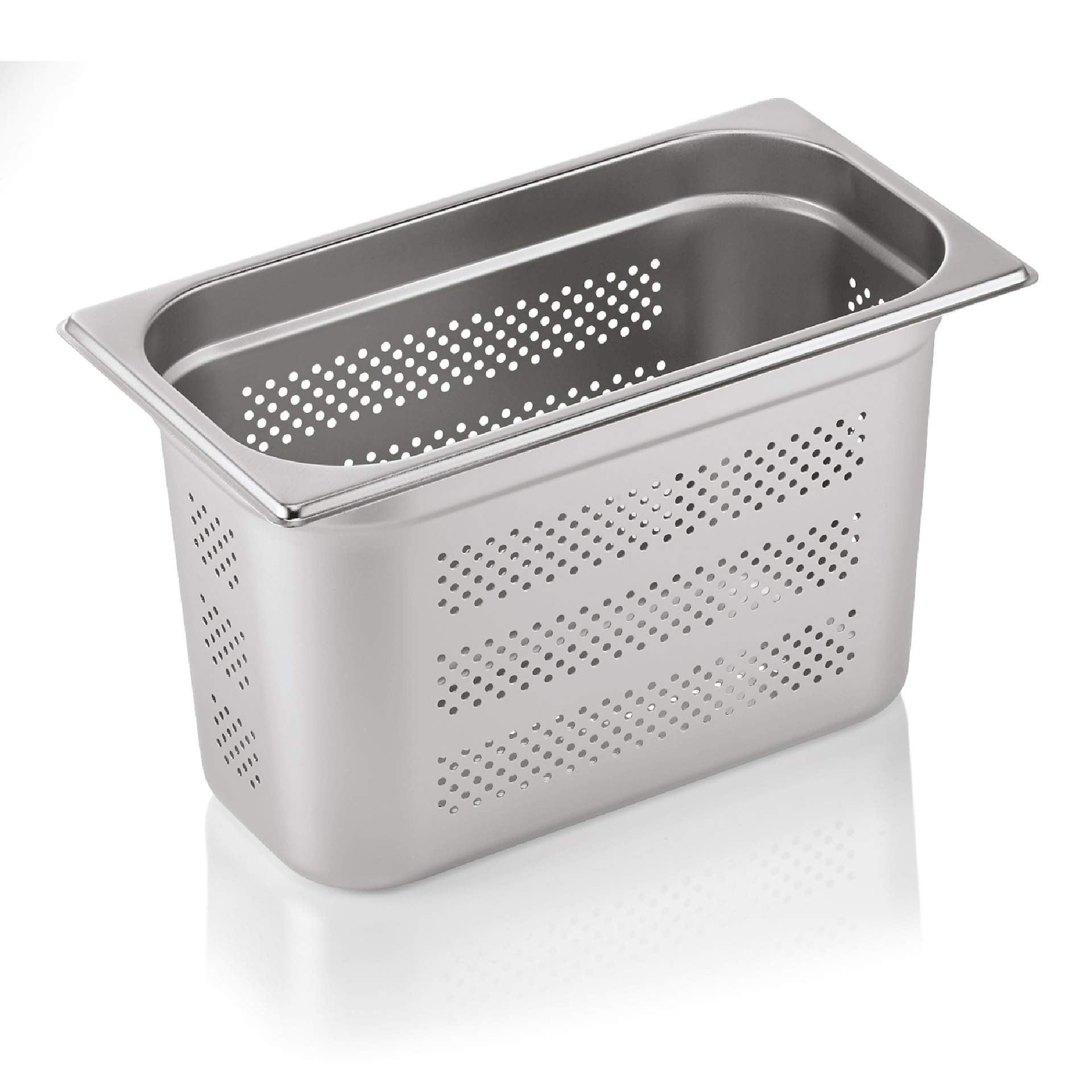 GN-Behälter - GN 1/3 - 200 mm - mit Bodenlochung / Seitenlochung - Serie 71 - Chromnickelstahl - 7113200-A