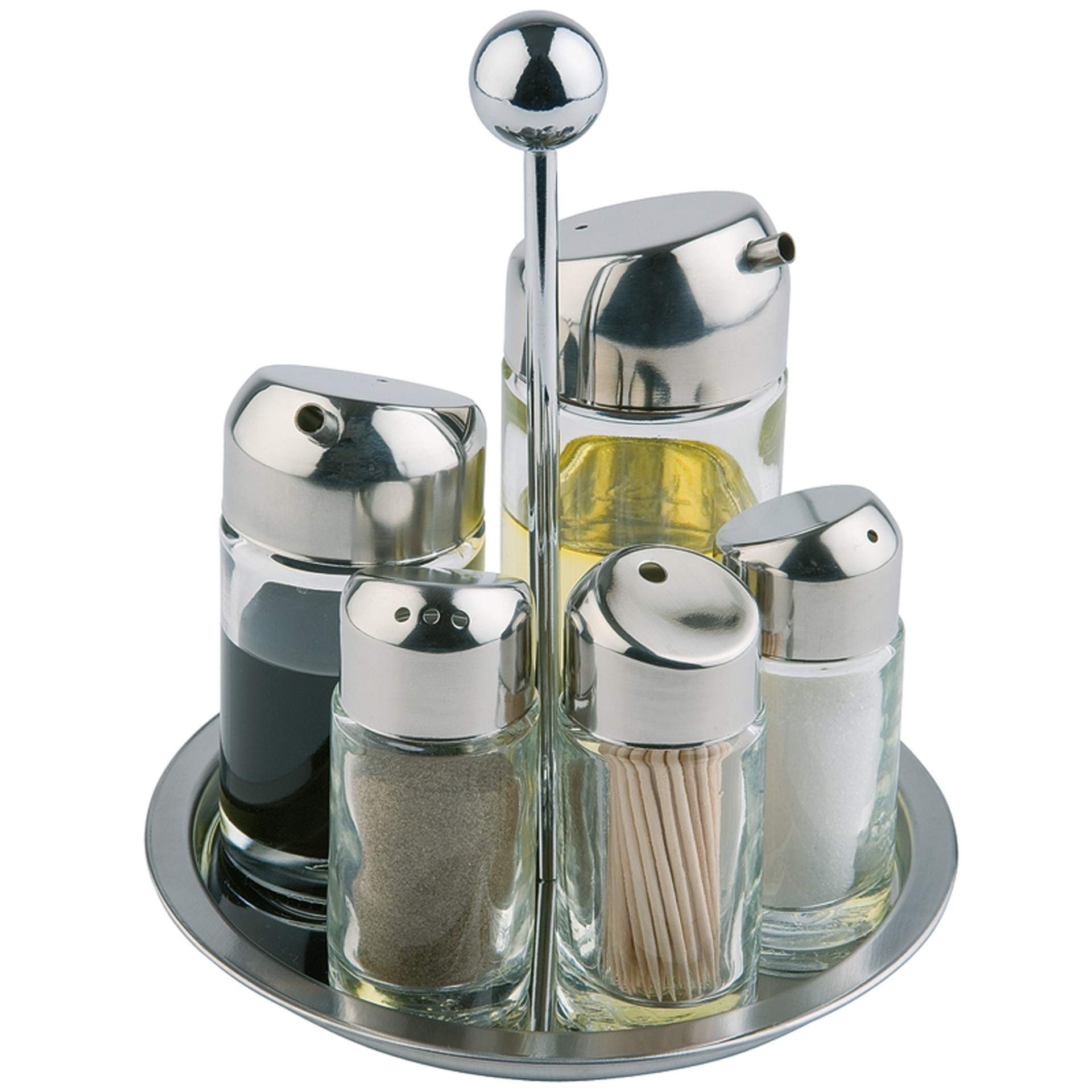 Menage - mehrteilig - rund - Abm. 20,0 cm - Ø 16 cm - Edelstahl - 40485-B