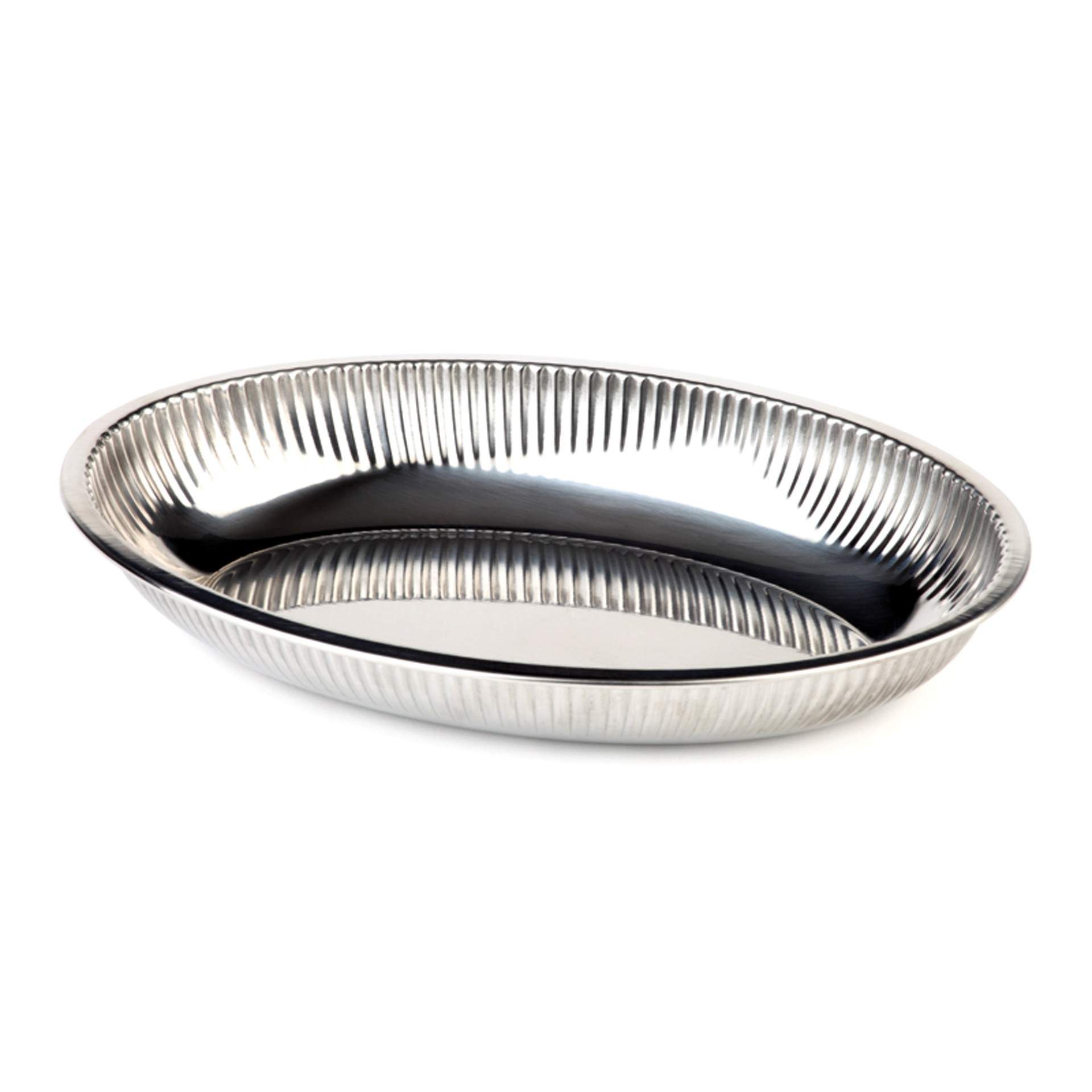 Schale - eingerollter Rand - oval - Abm. 26,5 x 18,5 x 5 cm - Edelstahl - 40110-B