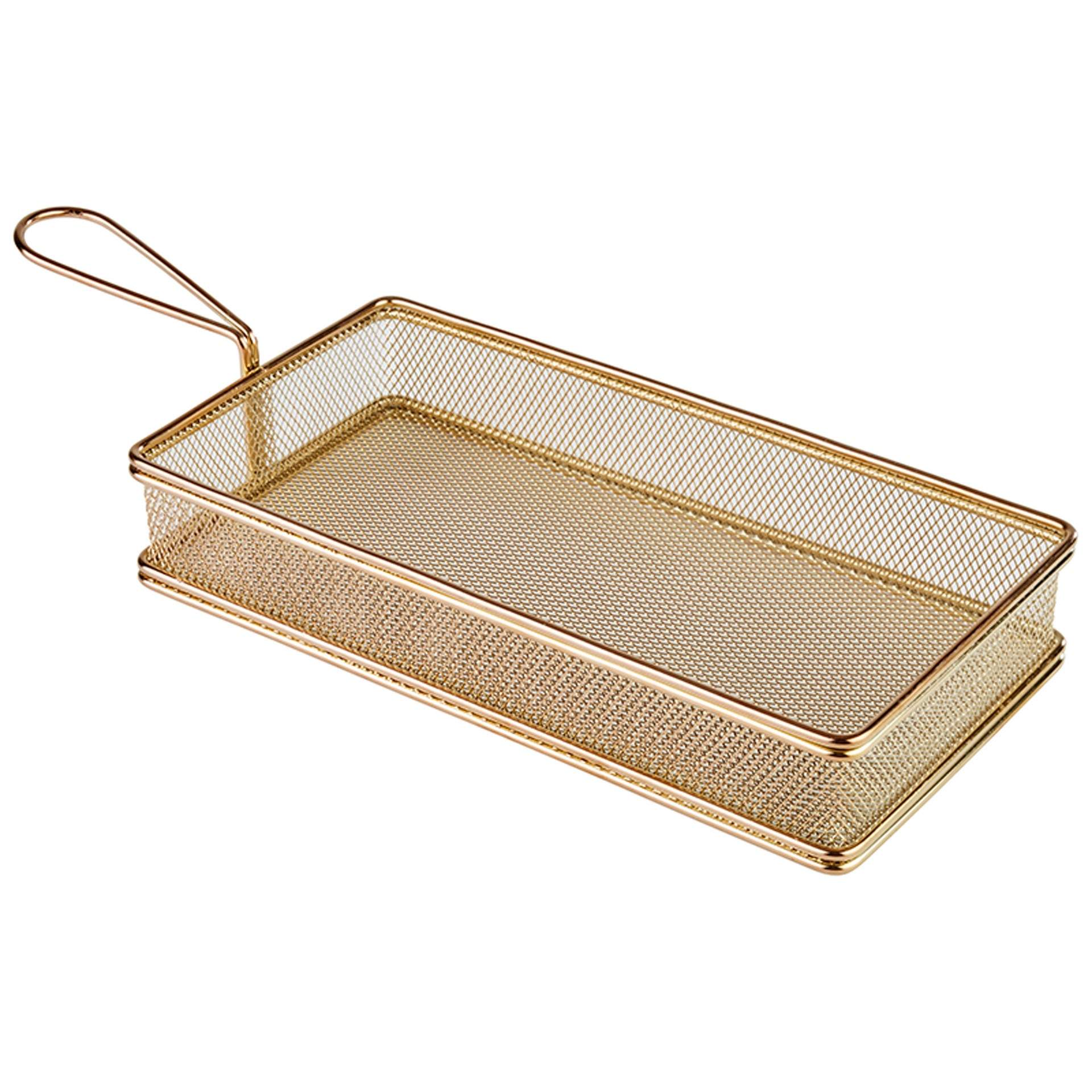 Servier-Frittierkorb - Edelstahl-Servierkorb - Serie Snack Holder - goldoptik - rechteckig - Abm. 26,0 x 13,0 x 5,0 cm - Edelstahl - 40613-B