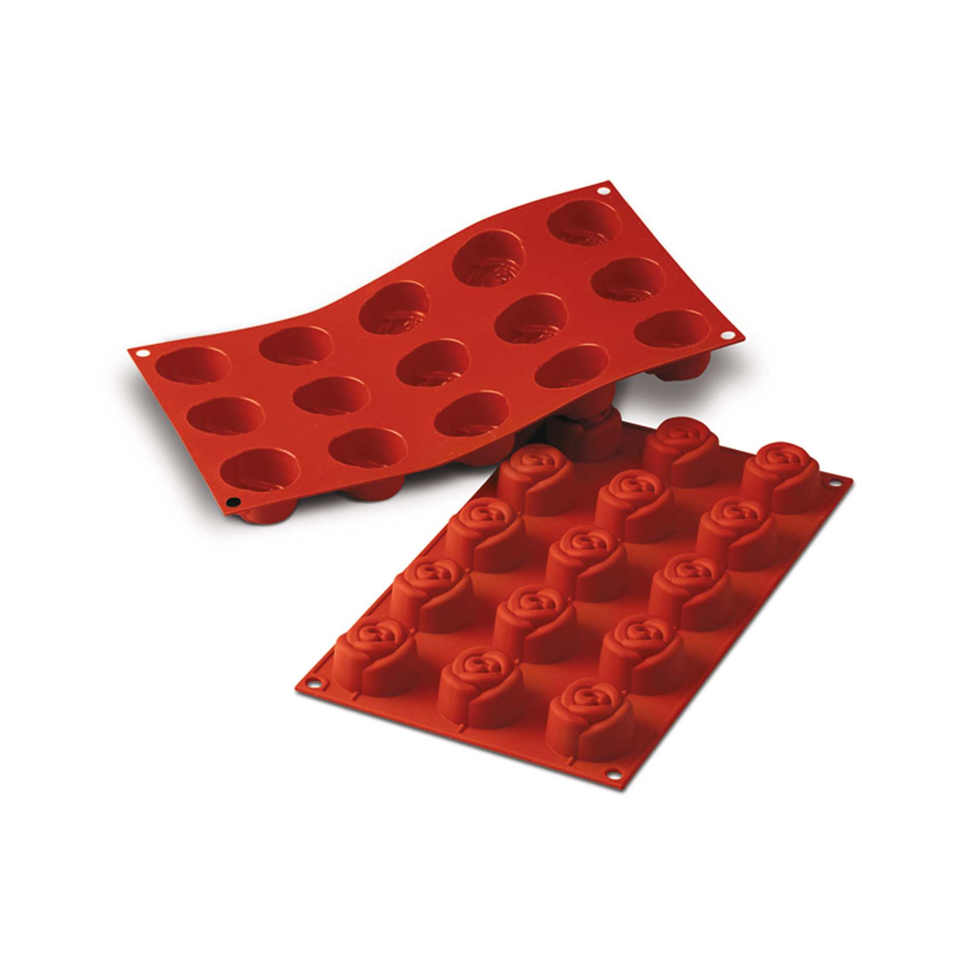 Backform - Rose - Abm. 29,5 x 17,5 x 2,8 cm - Inhalt 15 x 0,023 l - GN 1/3 (325 x 176 mm) - Silikon - 115093-C