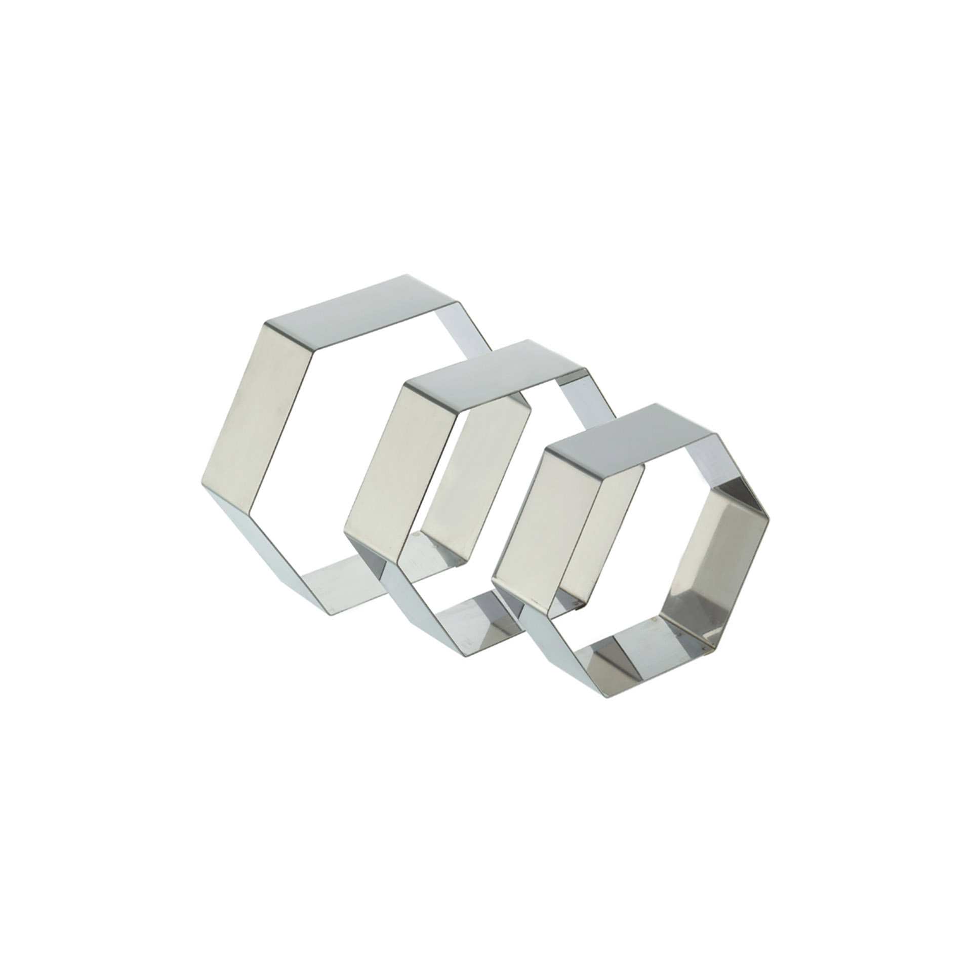 Dessertring / Tortenring - Sechseck - Ø 18 - Höhe 5,0 cm - Edelstahl - 155110-C
