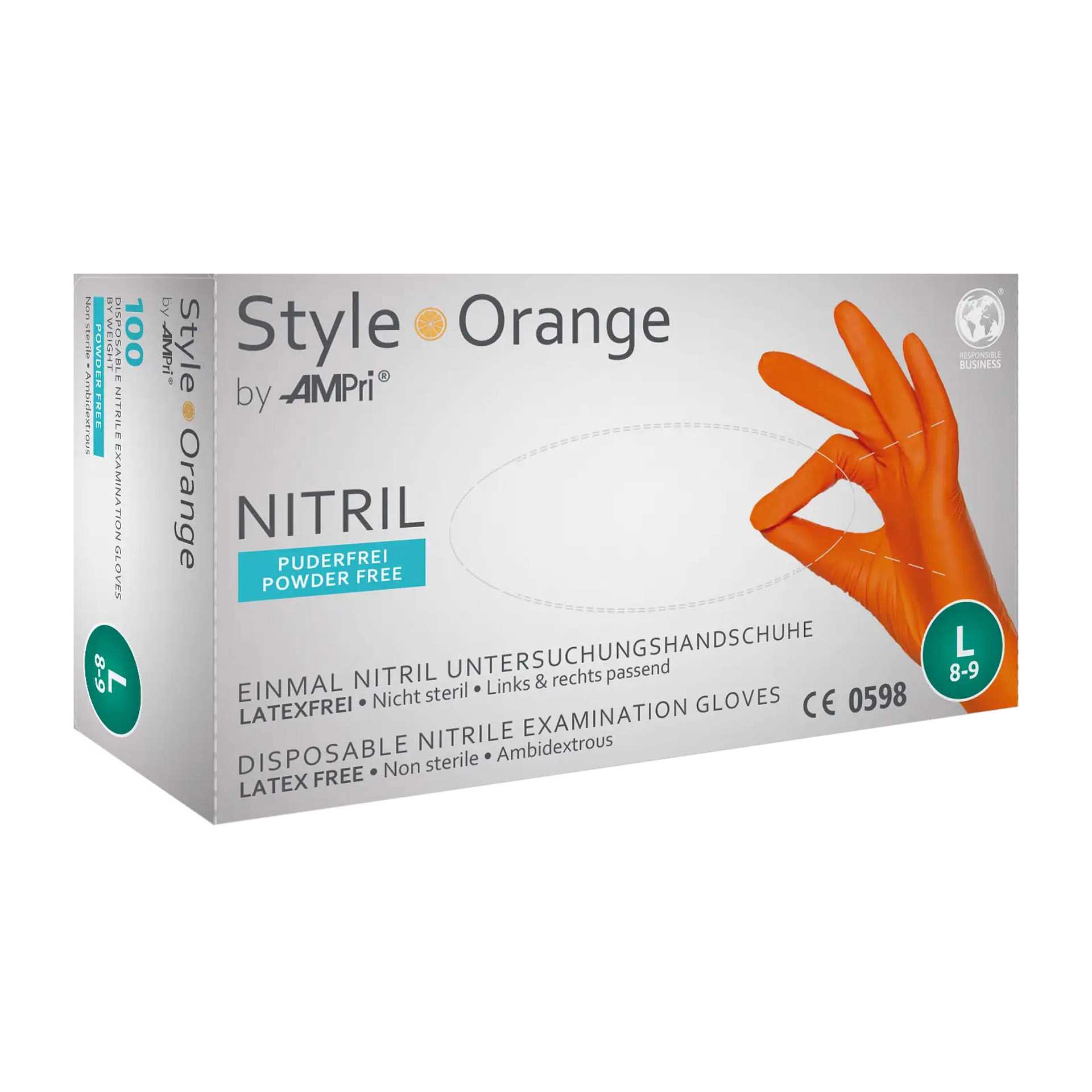 Untersuchungshandschuh - puderfrei - orange - XS - Nitril - 01188-XS-E