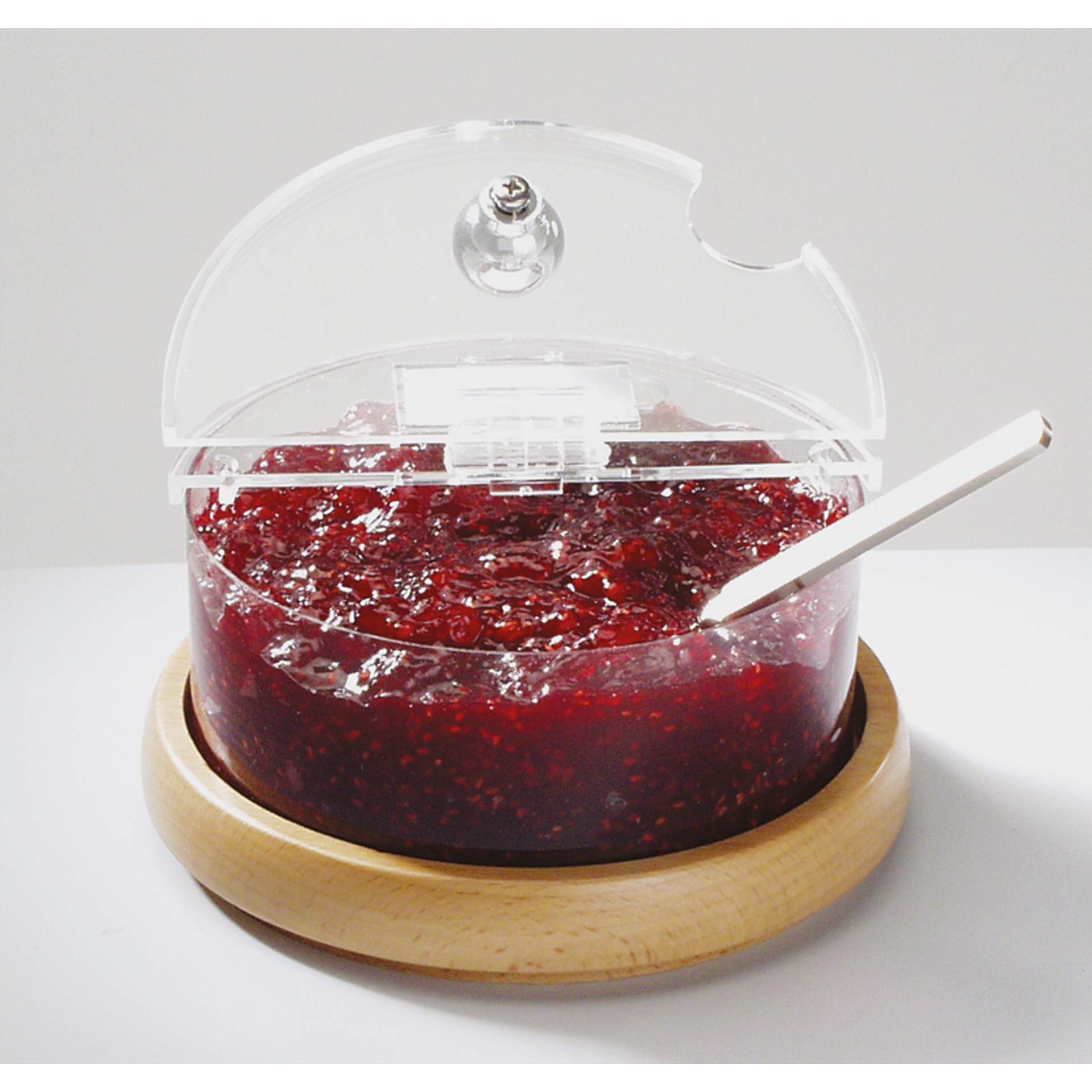 Kühlschale - mit Beschriftungsschild - Serie Top Fresh - rund - Abm. 9,0 cm - Ø 14,0 cm - Inhalt 0,60 l - Buchenholz / Polycarbonat - 11812-B