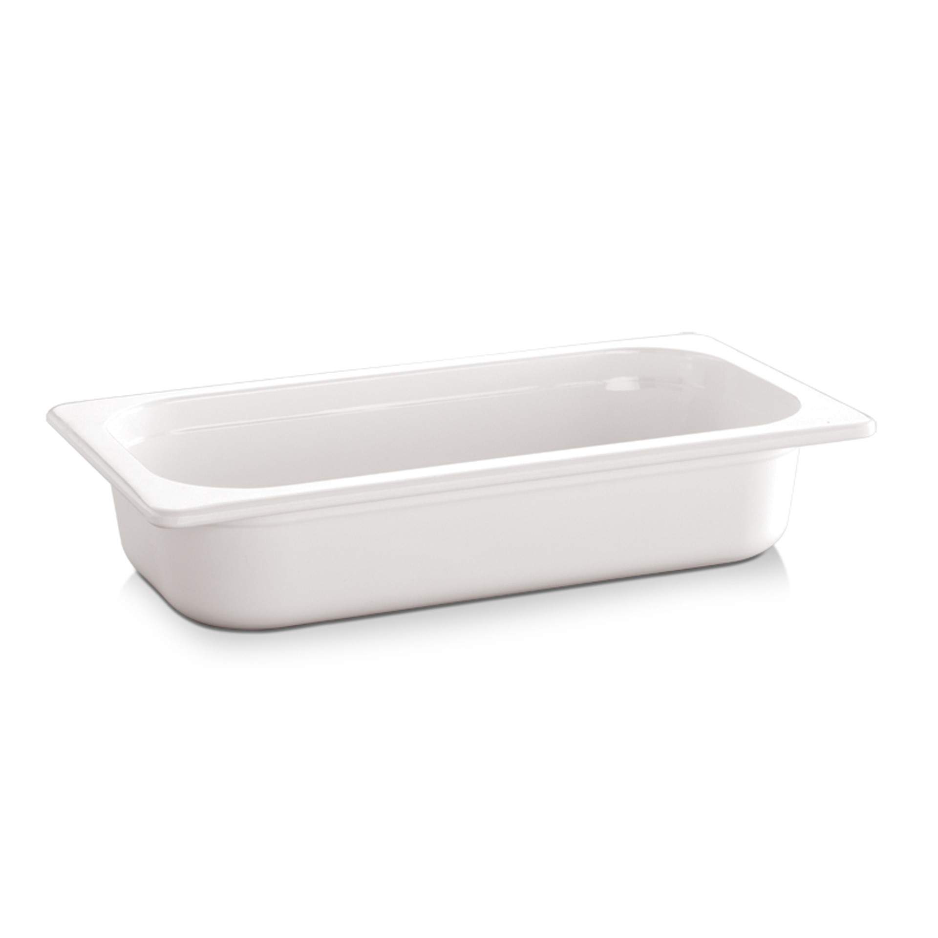 GN-Behälter - mit Stapelnocke - Serie Eco Line - weiß - Inhalt 1,35 l - GN 1/4 (265 x 162 mm) - 65 mm - Melamin - 83751-B
