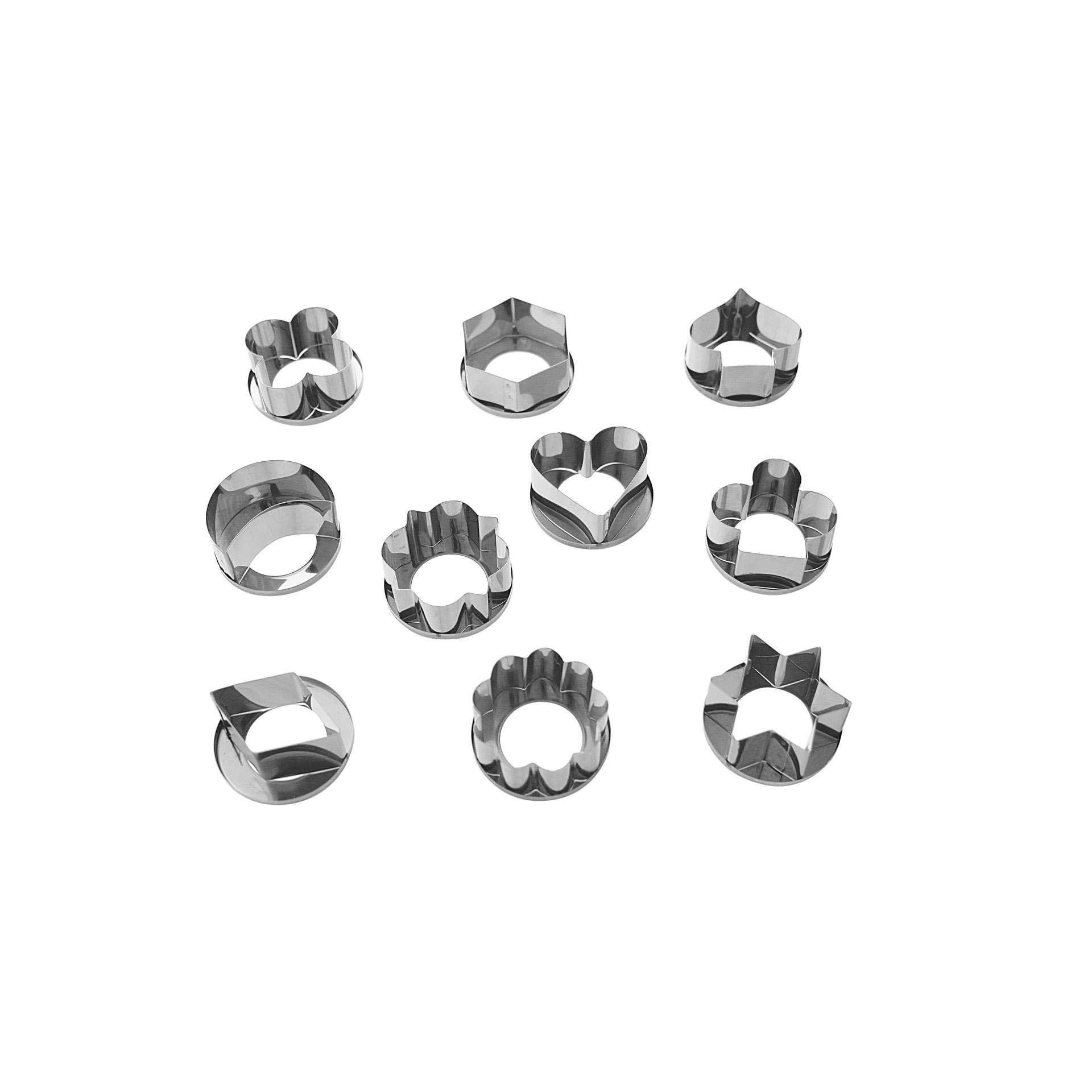 Weihnachtsausstecher - 10-teiliges Set - Abm. 25,5 x 10,0 x 2,5 cm - Edelstahl - 199165-C