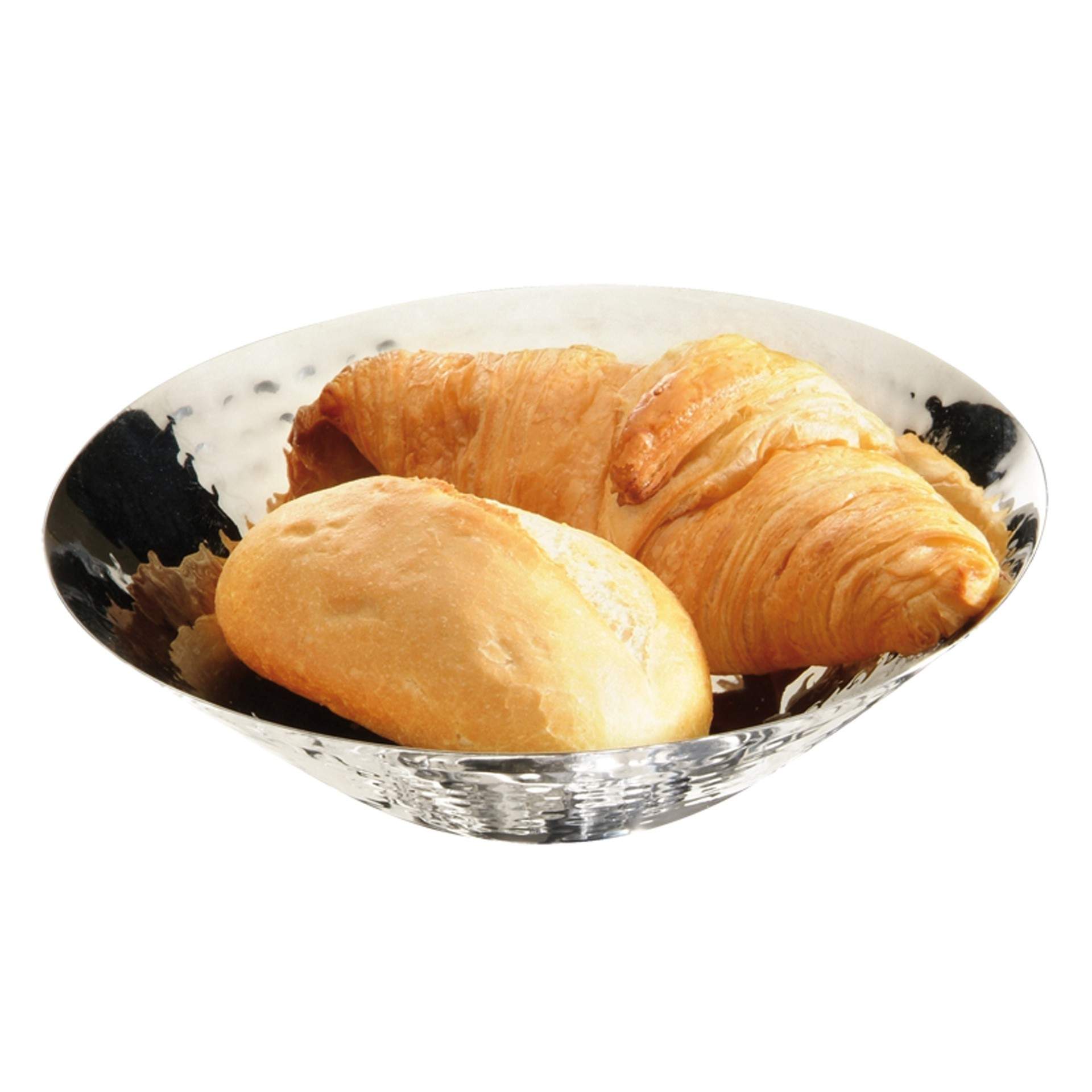Brot- und Obstschale - Hammerschlag Optik - rund - Abm. 5,5 cm - Ø 20,0 cm - Edelstahl - 30277-B