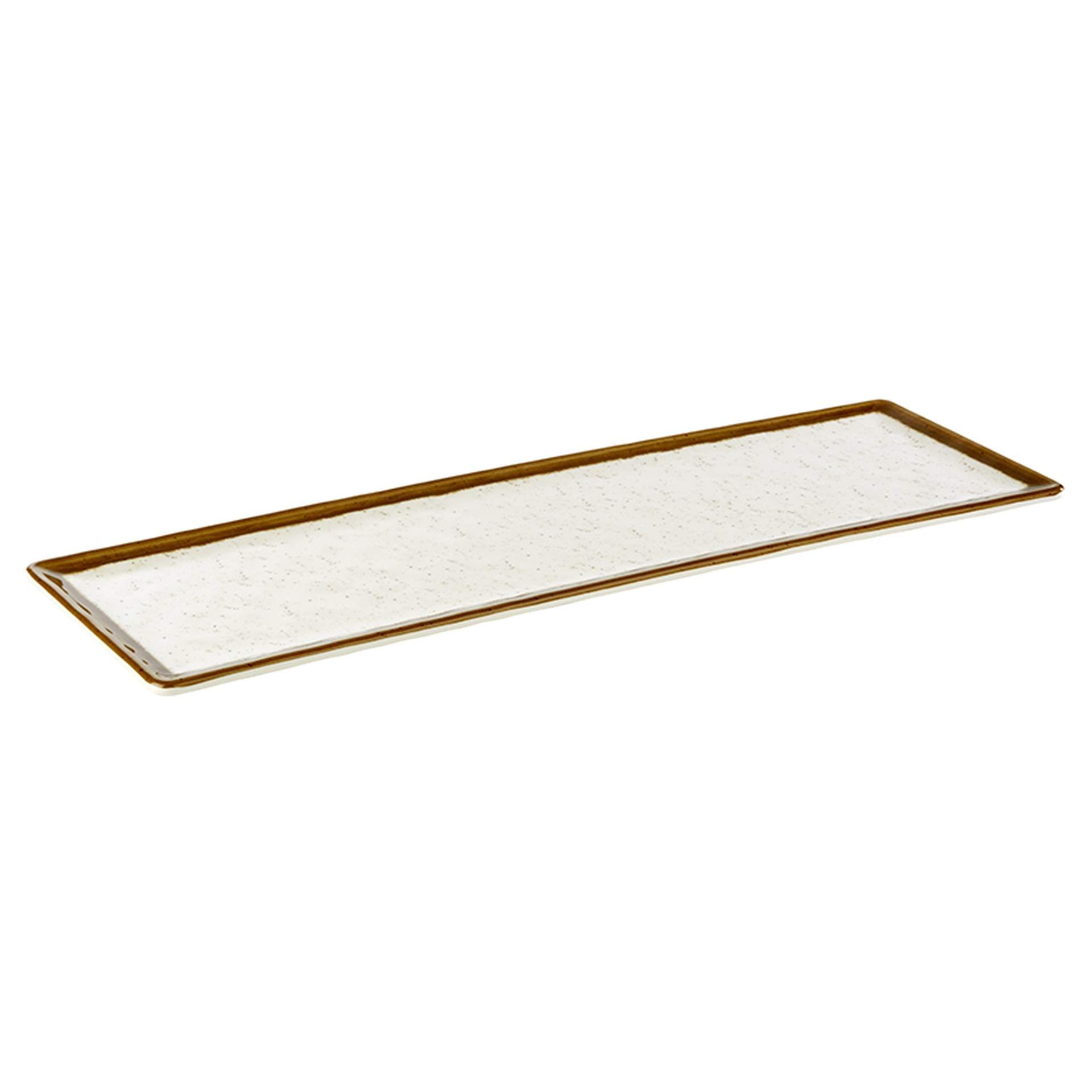 GN-Tablett - Antirutsch-Füße - Serie Stone Art - weiß / braun - Abm. 1,5 cm - GN 2/4 (530 x 162 mm) - Melamin - 84522-B
