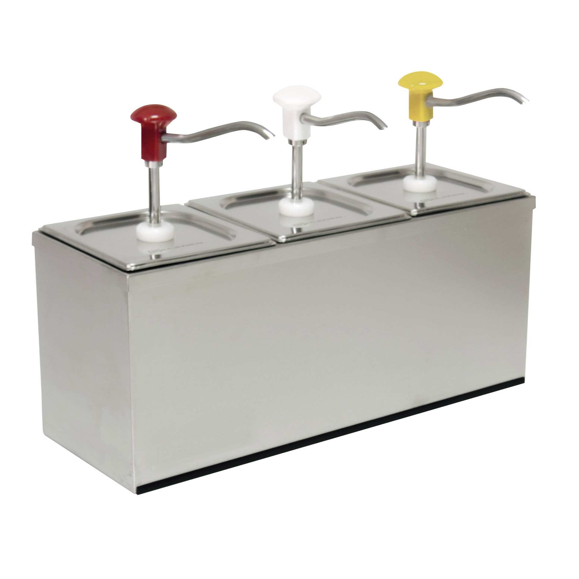 Dosierspender - mit Druckknopf - Abm. 18,0 x 50,0 x 34,0 cm - Inhalt 3 x 3,0 l - GN 1/6 (176 x 162 mm) - Edelstahl / PMMA - 152412-C