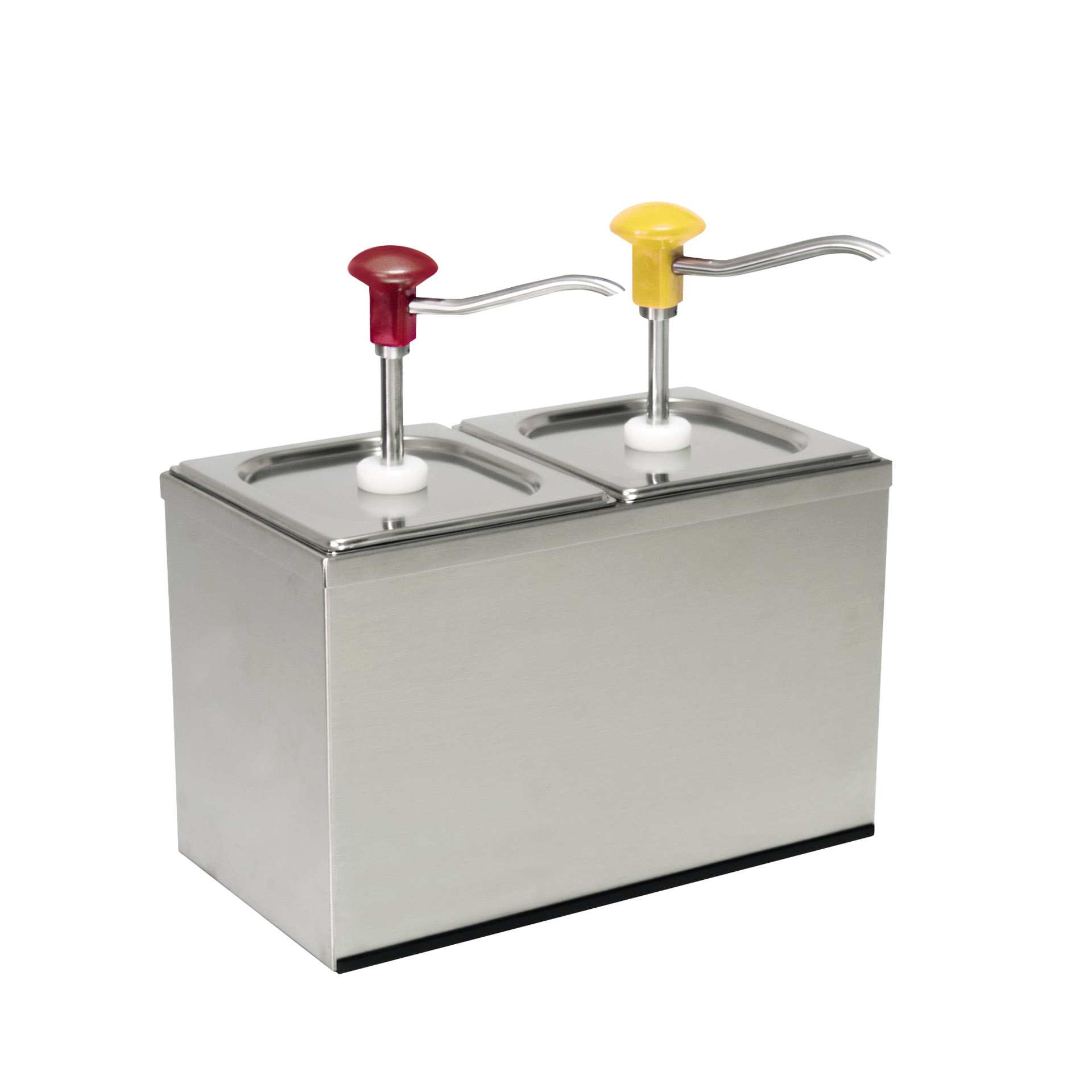 Dosierspender - mit Druckknopf - Abm. 18,0 x 34,0 x 34,0 cm - Inhalt 2 x 3,0 l - GN 1/6 (176 x 162 mm) - Edelstahl / PMMA - 152411-C