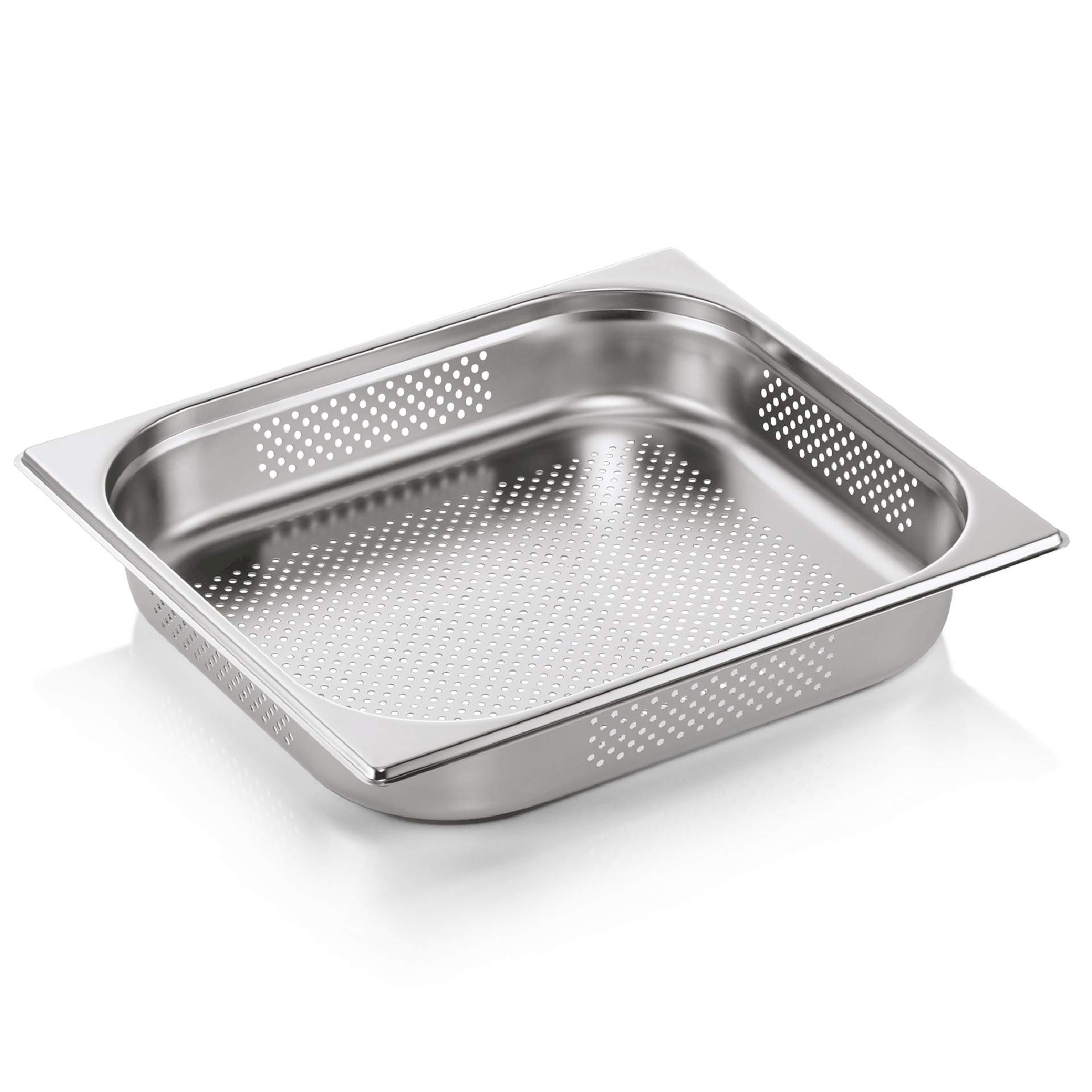GN-Behälter - GN 2/3 - 65 mm - mit Bodenlochung / Seitenlochung - Serie 71 - Chromnickelstahl - 7123065-A