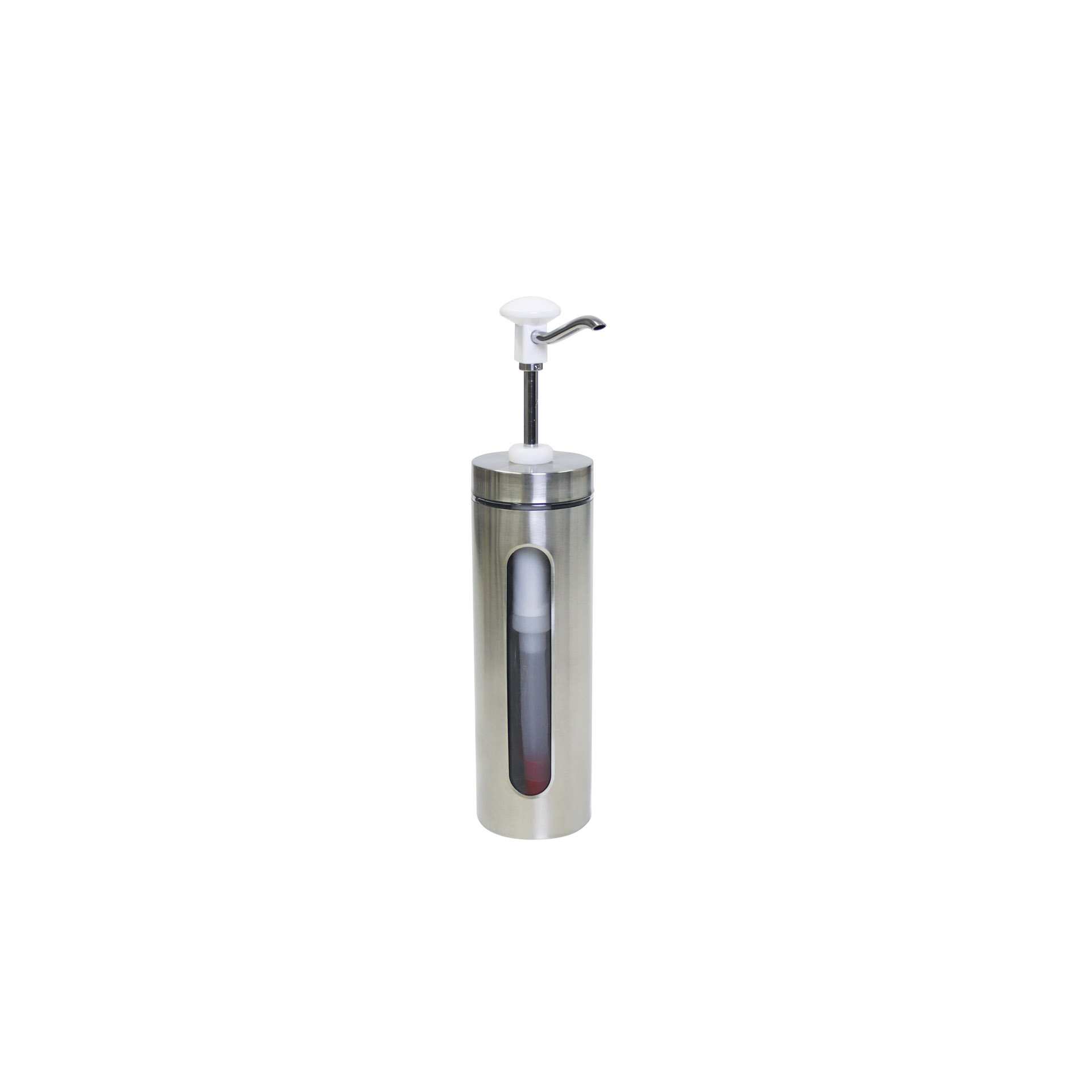 Dosierspender - mit Druckknopf - weiß - Abm. 10,0 x 10,0 x 45,5 cm - Inhalt 2,0 l - Edelstahl / PMMA - 152545-C