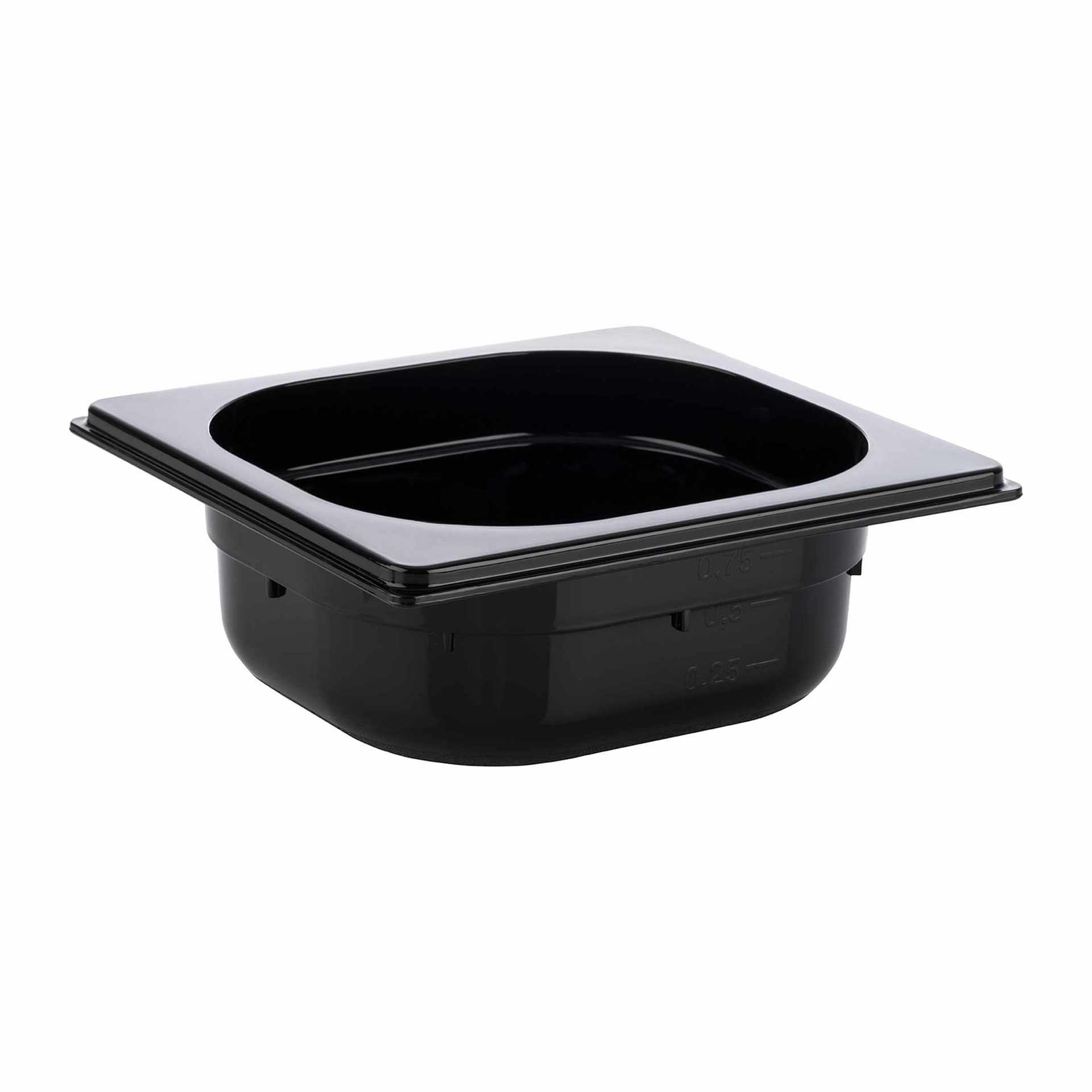GN-Behälter - schwarz - Inhalt 1,0 l - GN 1/6 (176 x 162 mm) - 65 mm - Polycarbonat - 82076-B