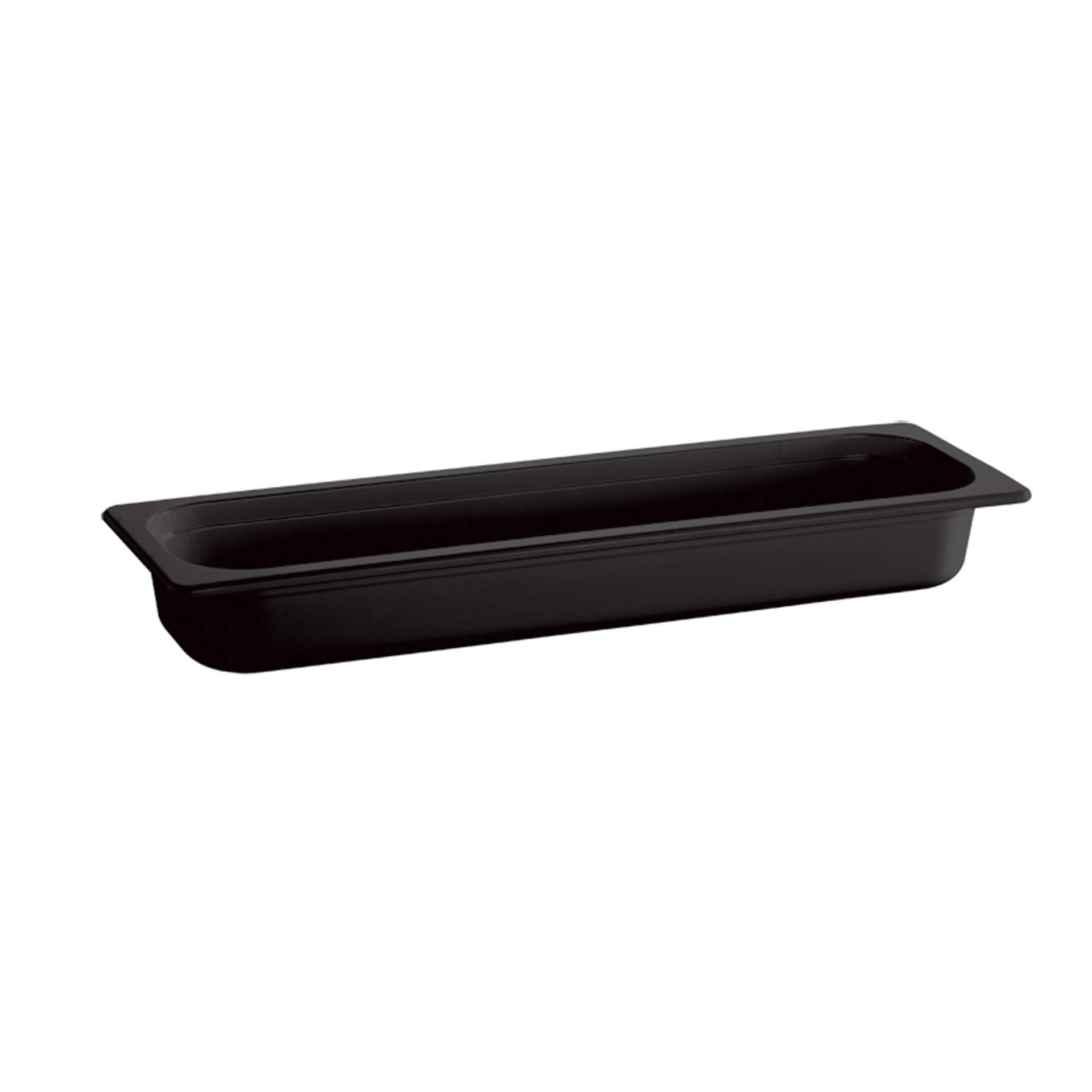 GN-Behälter - mit Stapelnocke - Serie Eco Line - schwarz - Inhalt 4,3 l - GN 2/4 (530 x 162 mm) - 100 mm - Melamin - 84308-B
