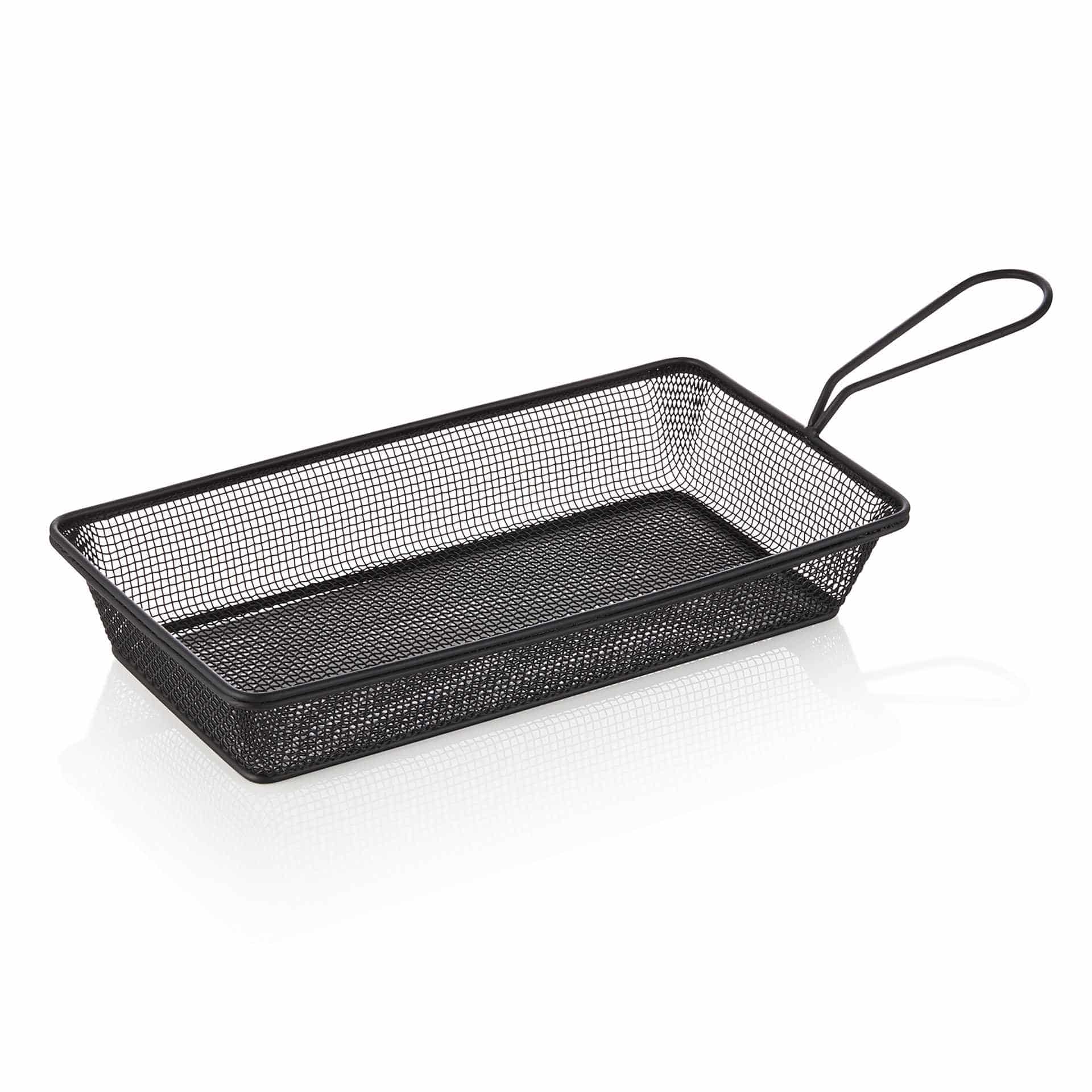Servier- und Frittierkorb - schwarz - Abm. 28 x 16 x 5 cm - Chromnickelstahl