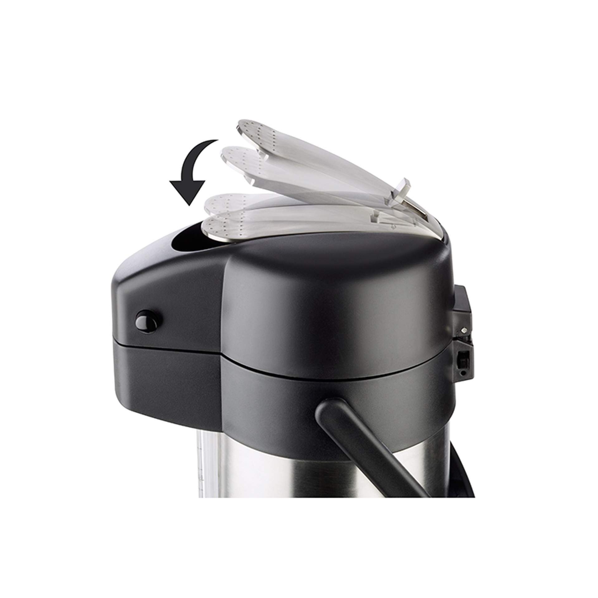 Pump-Isolierkanne - für heiße und kalte Getränke - Serie Premium - matt poliert - Abm. 37 cm - Ø 15,0 cm - Inhalt 3,0 l  - 10916-B