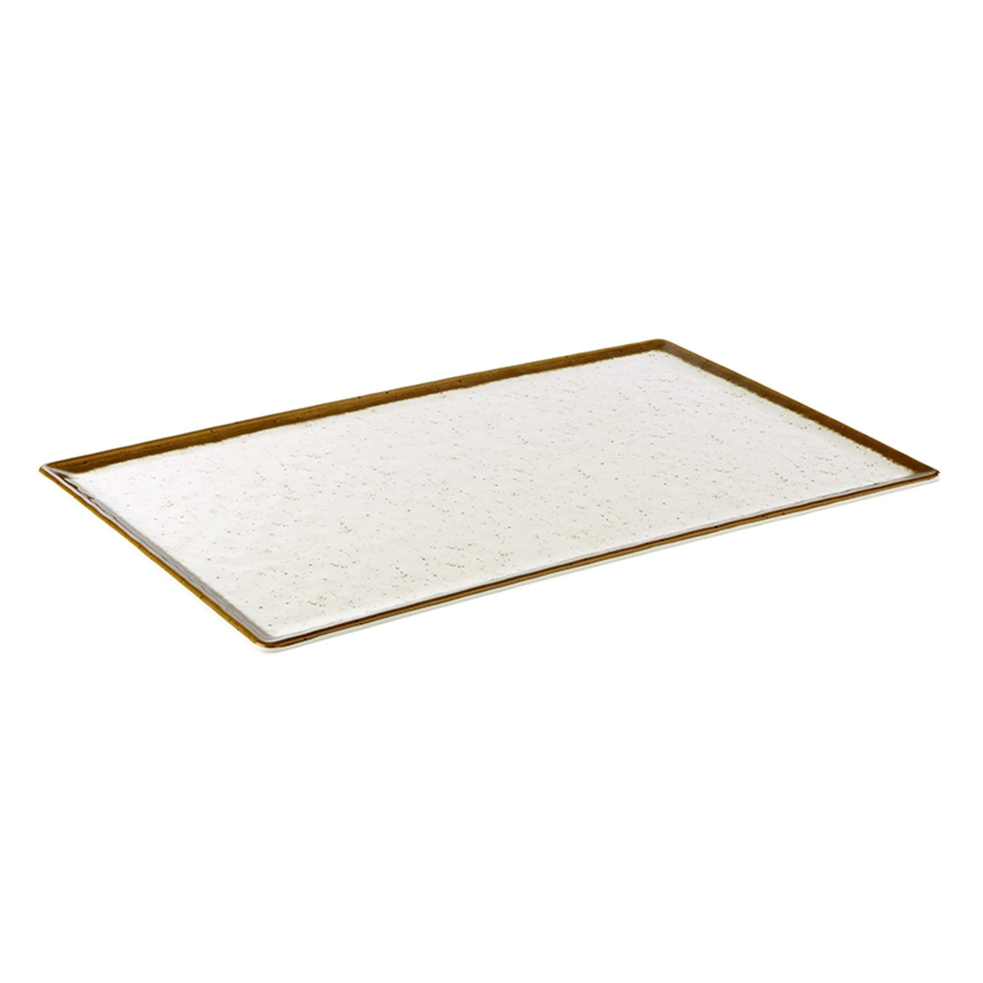 GN-Tablett - Antirutsch-Füße - Serie Stone Art - weiß / braun - Abm. 1,5 cm - GN 1/1 (530 x 325 mm) - Melamin - 84519-B