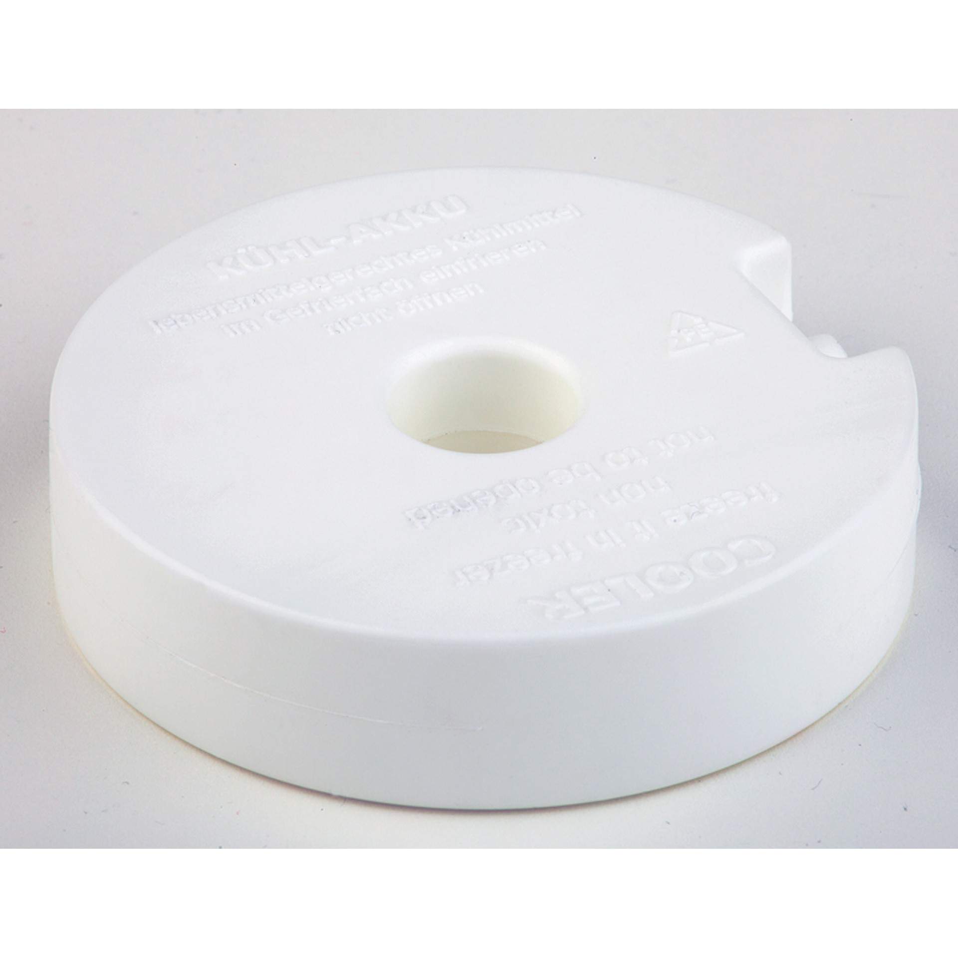 Kühlakku - gefüllt mit Kühlflüssigkeit - weiß - Abm. 2,5 cm - Ø 10,5 cm - Kunststoff - 10781-B