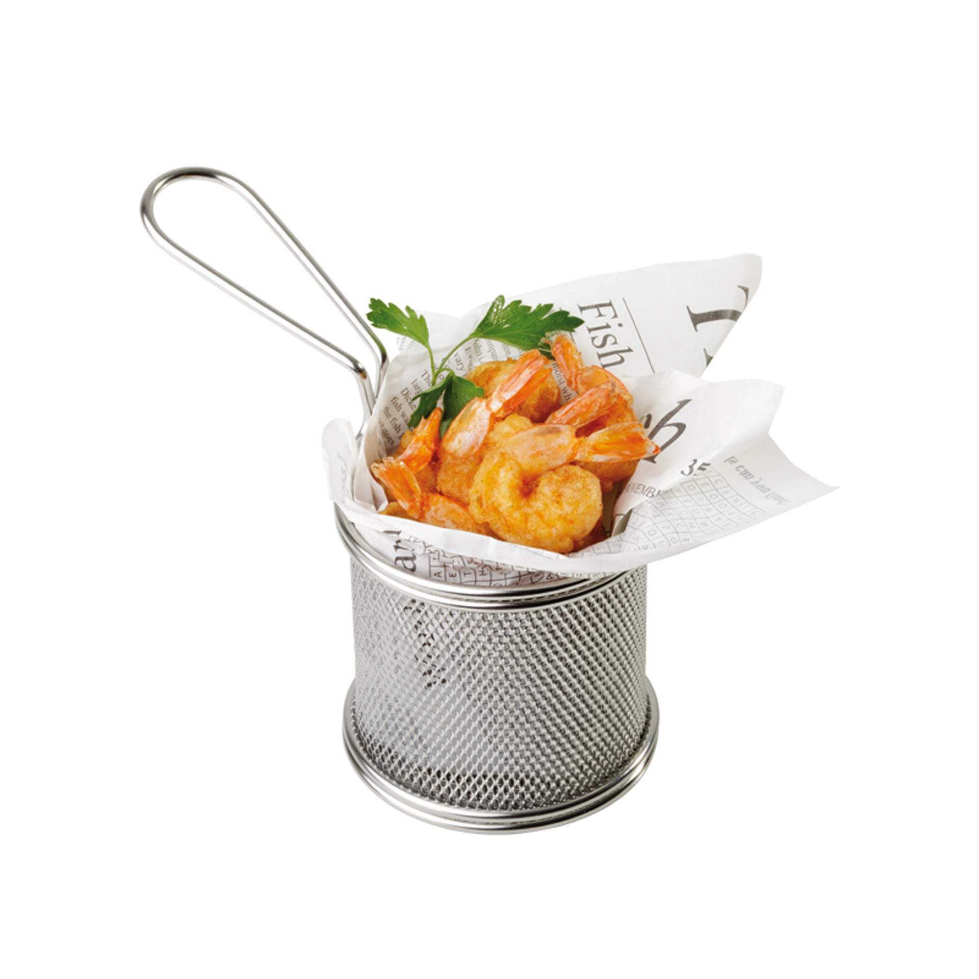 Servier-Frittierkorb - Mini-Edestahlkörbchen - Serie Snack Holder - silberoptik - rechteckig - Abm. 8,5 cm - Ø 9,0 cm - Edelstahl - 40601-B