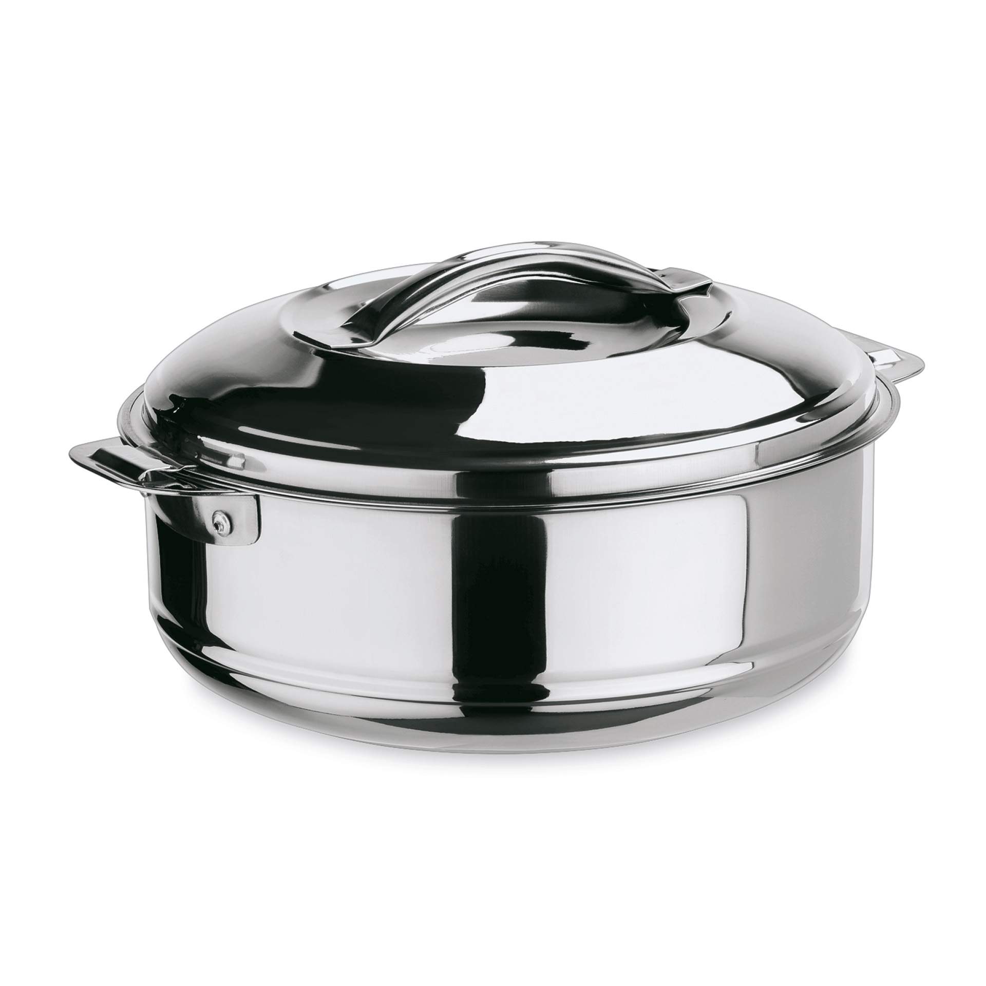 Thermospeisetransportbehälter - mit Lappengriffen - rund - Abm. 11,5 cm - Ø 19,0 cm - Inhalt 1,2 l - Chromnickelstahl - 4630012-A