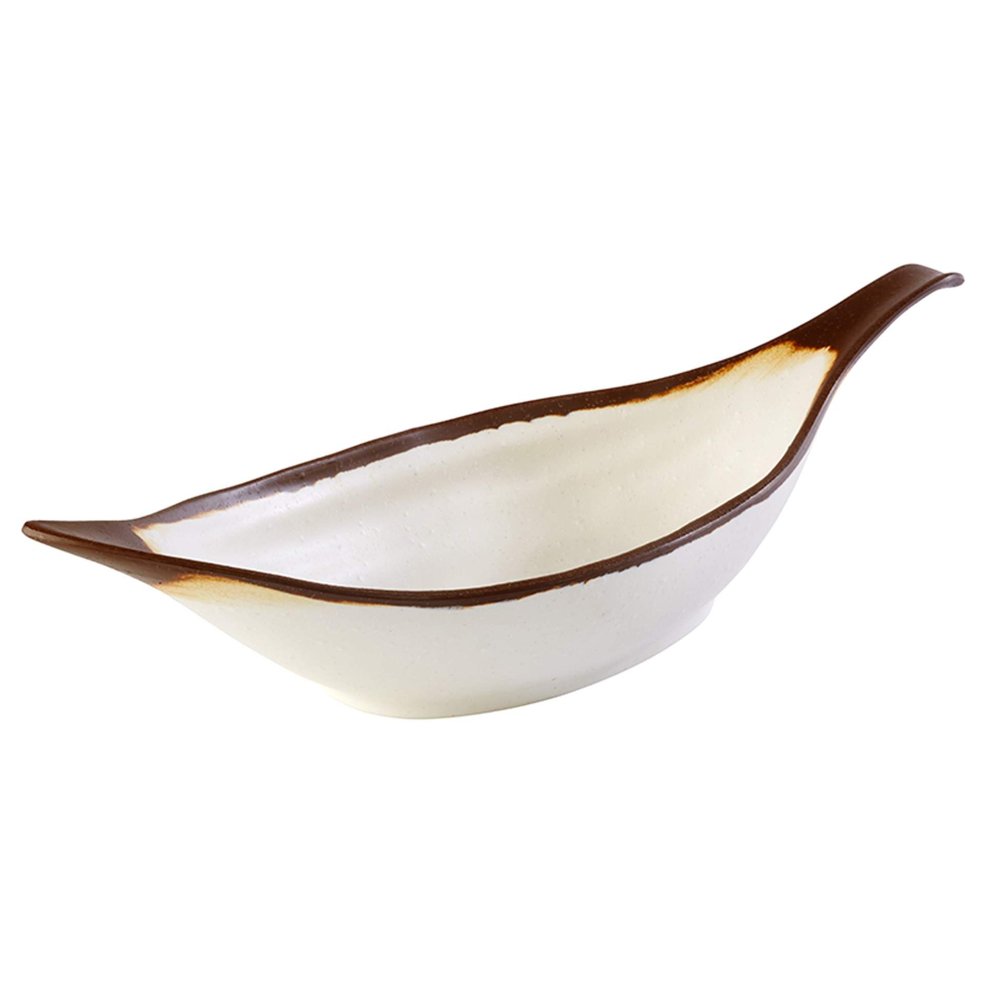 Blattschale - Tonoptik - innen und außen fein-matt - Serie Crocker - creme - längs - Abm. 42 x 14 x 9,5 cm - Inhalt 0,65 l - Melamin - 84581-B