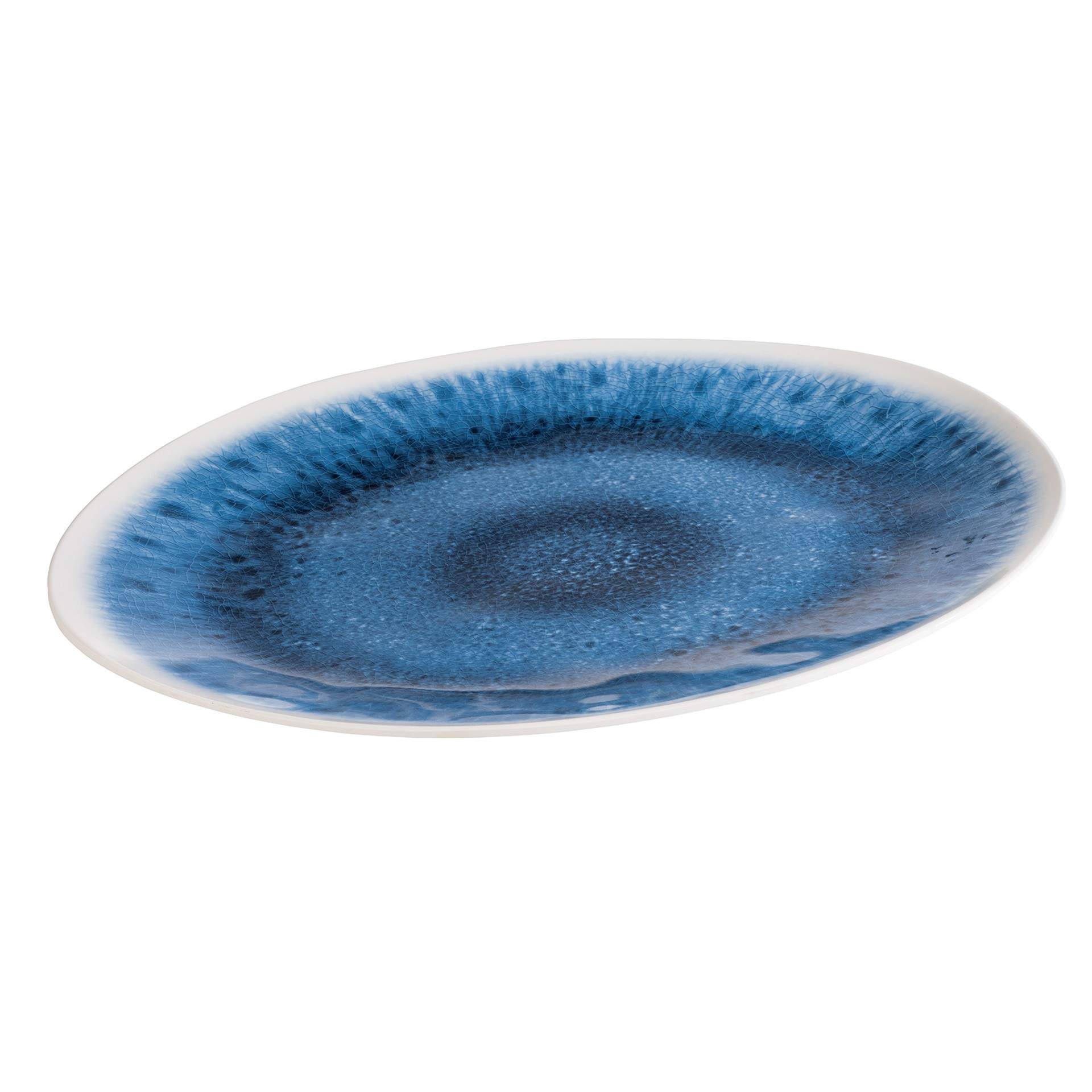 Schale - Serie Blue Ocean - weiß / blau - oval - Abm. 48 x 35,5 x 3 cm - Melamin - 84676-B