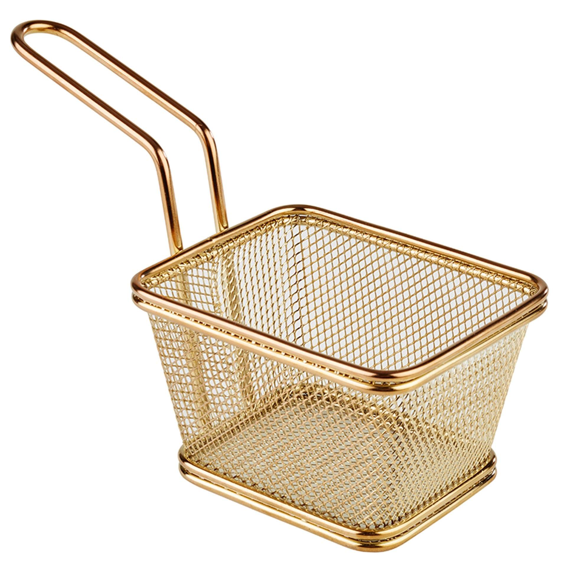 Servier-Frittierkorb - Mini-Edestahlkörbchen - Serie Snack Holder - goldoptik - rechteckig - Abm. 10,0 x 8,5 x 6,5 cm - Edelstahl - 40622-B