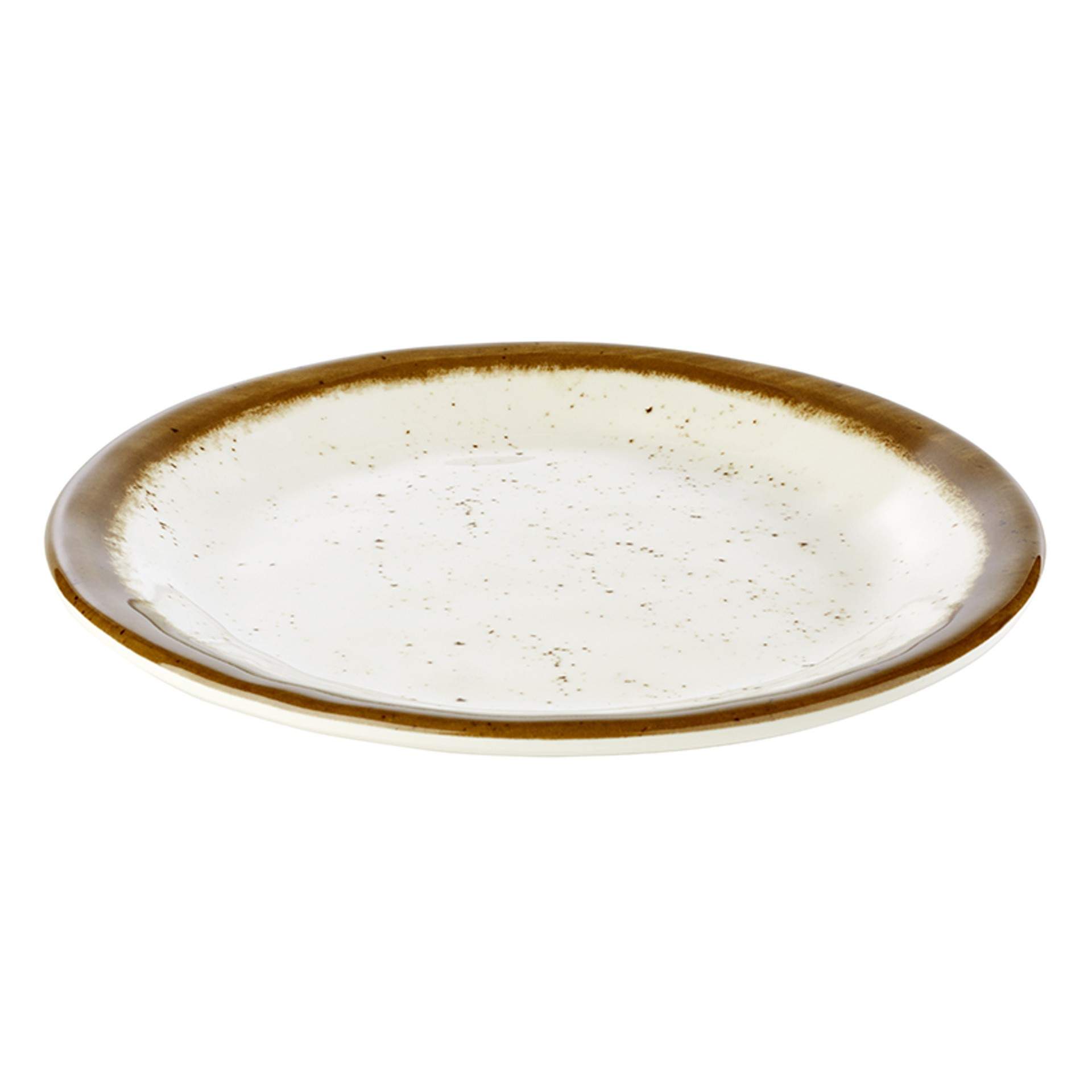 Teller (flach) - flach - Serie Stone Art - weiß / braun - rund - Abm. 2,0 cm - Ø 19,0 cm - Melamin - 84510-B