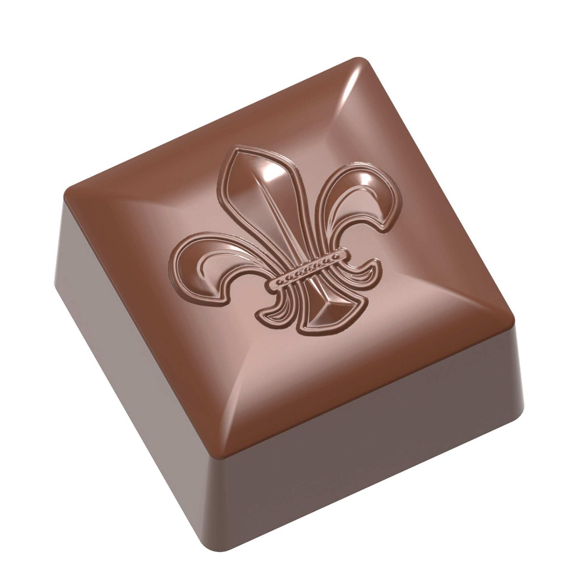 Schokoladen-Form - quadratisch Fleur de Lys - Abm. 27,5 x 13,5 x 2,4 cm - Polycarbonat - 421885-C