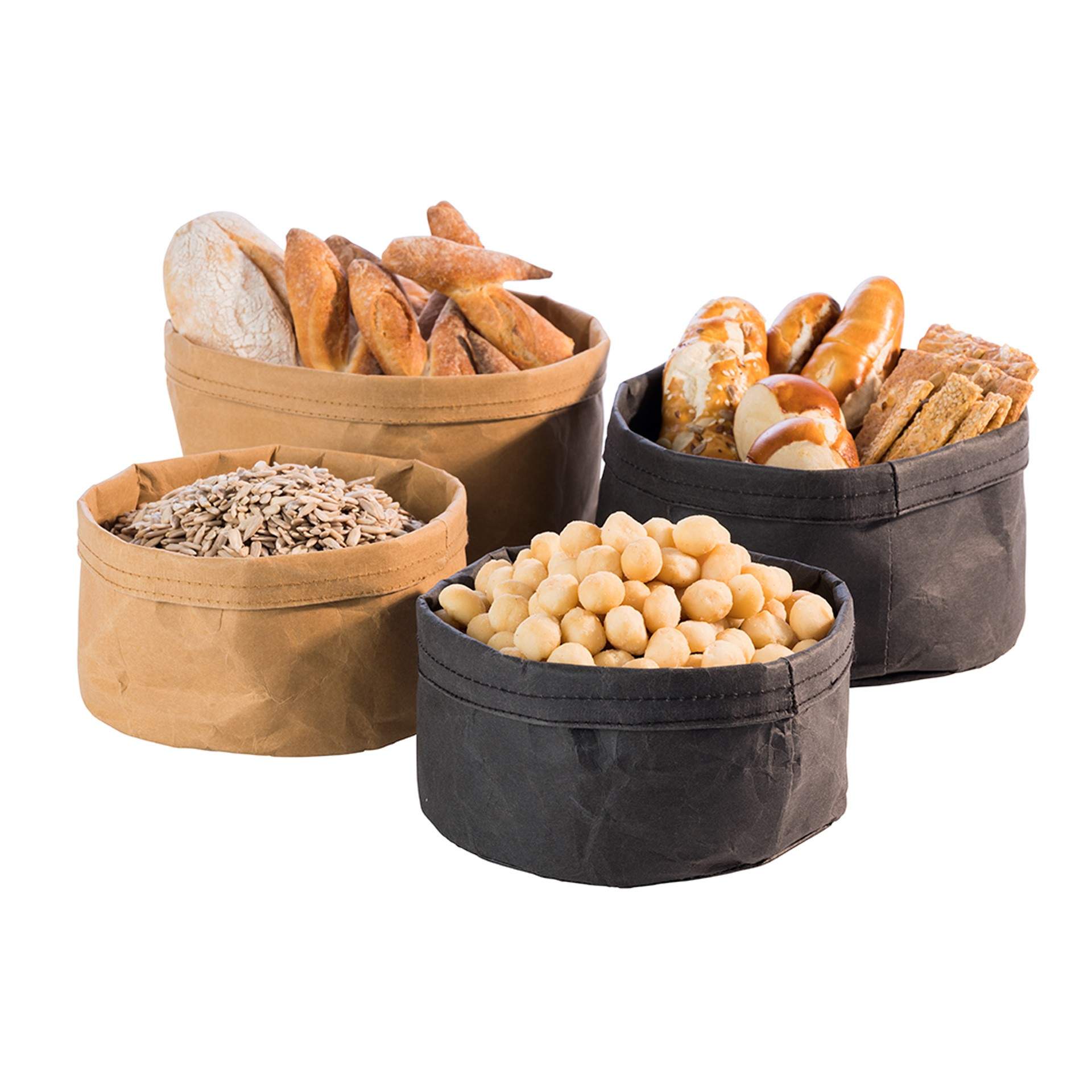 Brottasche - robustes Kraftpapier - Serie Paperbag - beige - rund - Abm. 11,0 cm - Ø 17,0 cm - Papier - 30440-B