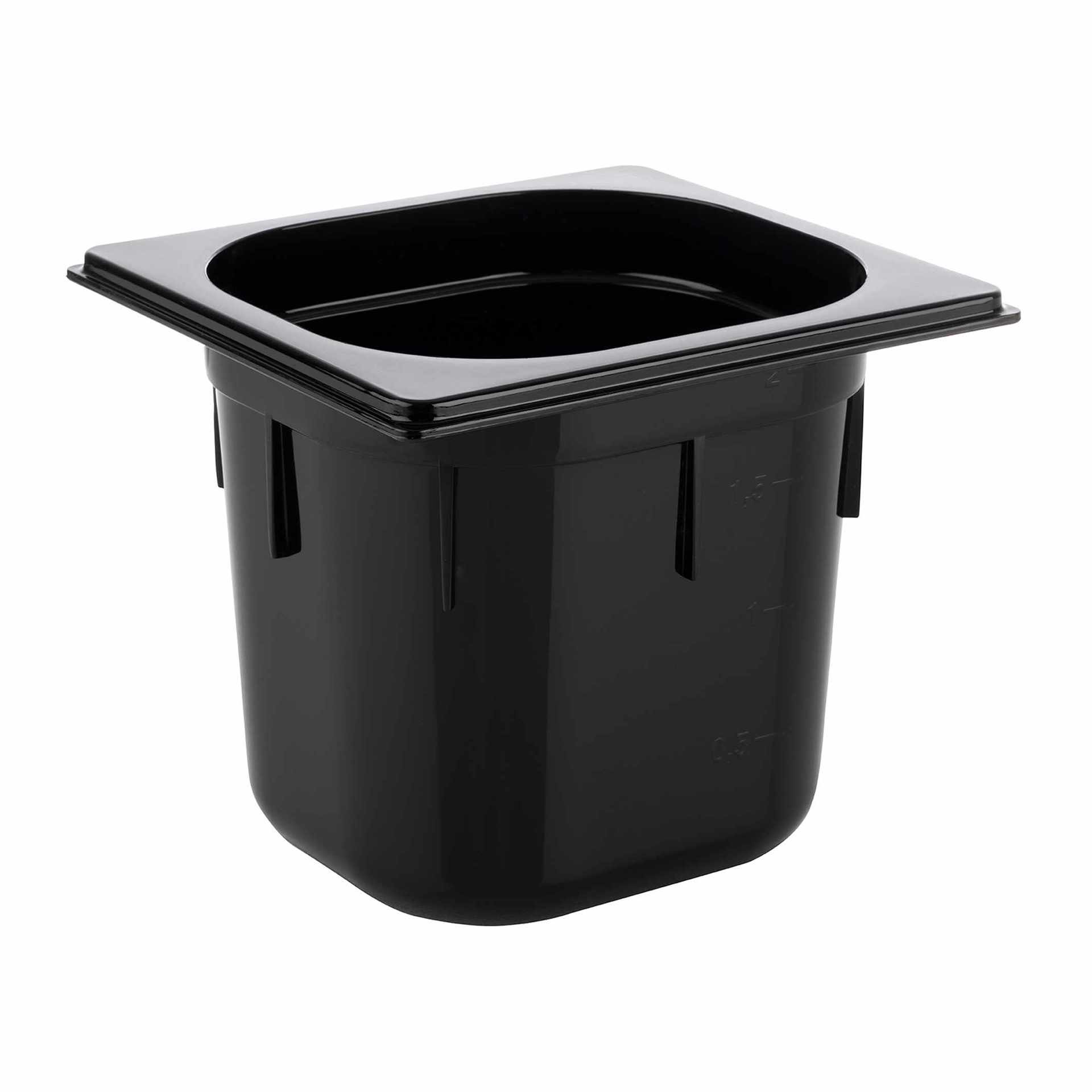 GN-Behälter - schwarz - Inhalt 2,2 l - GN 1/6 (176 x 162 mm) - 150 mm - Polycarbonat - 82078-B