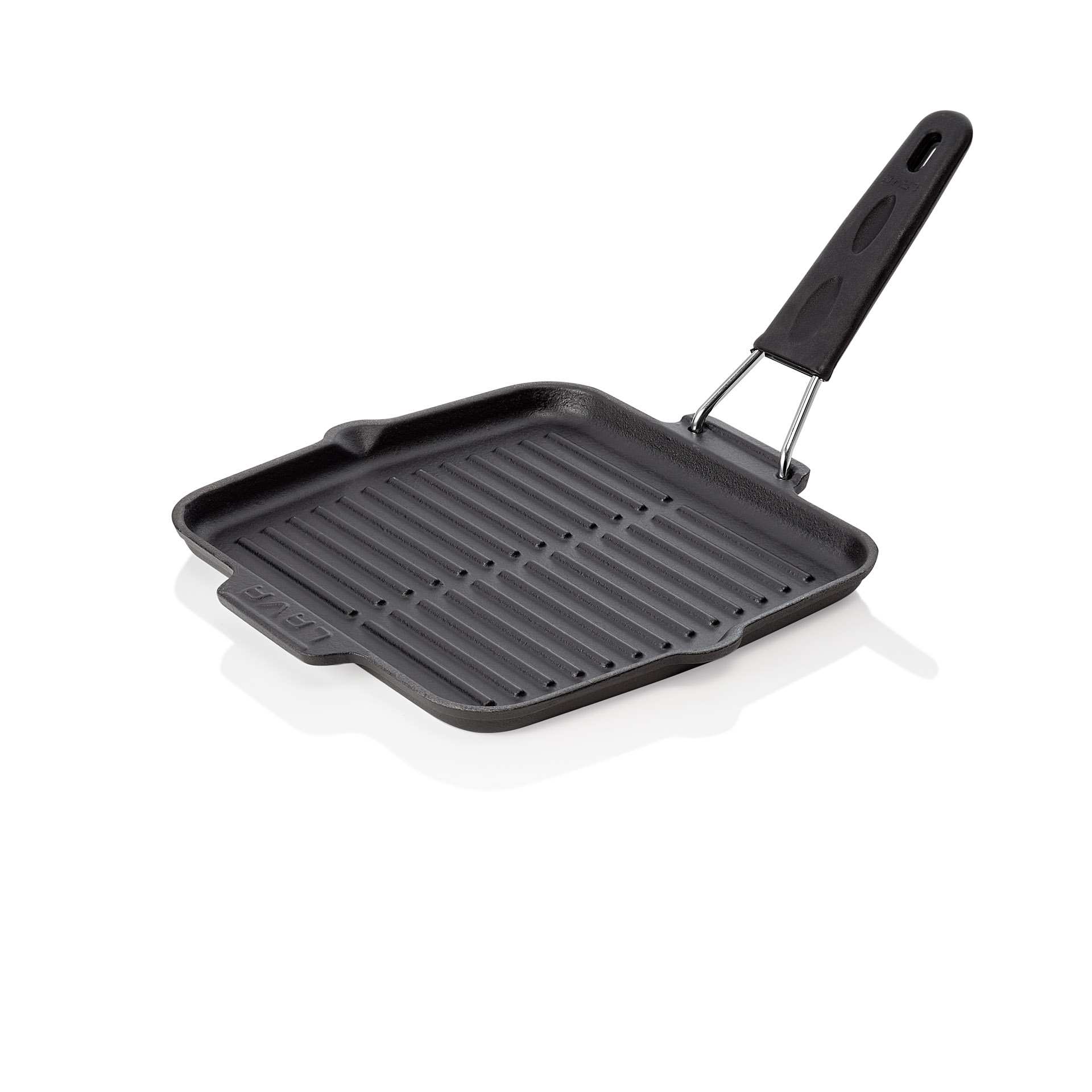 Grillpfanne - mit abnehmbarem Griff aus Edelstahl und Silikonüberzug - Serie Lava - quadratisch - 360803021-A